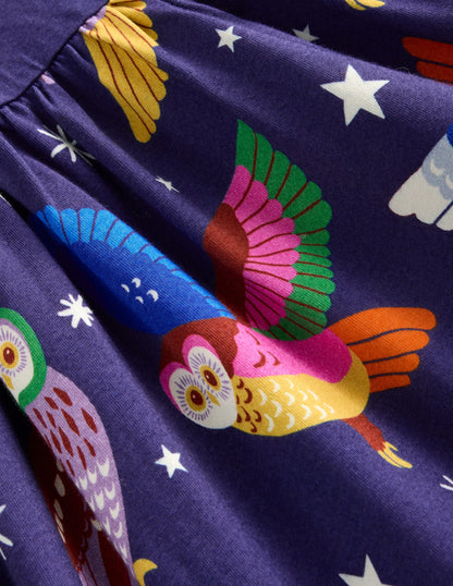 Long-Sleeved Fun Jersey Dress-College Navy Owls-3