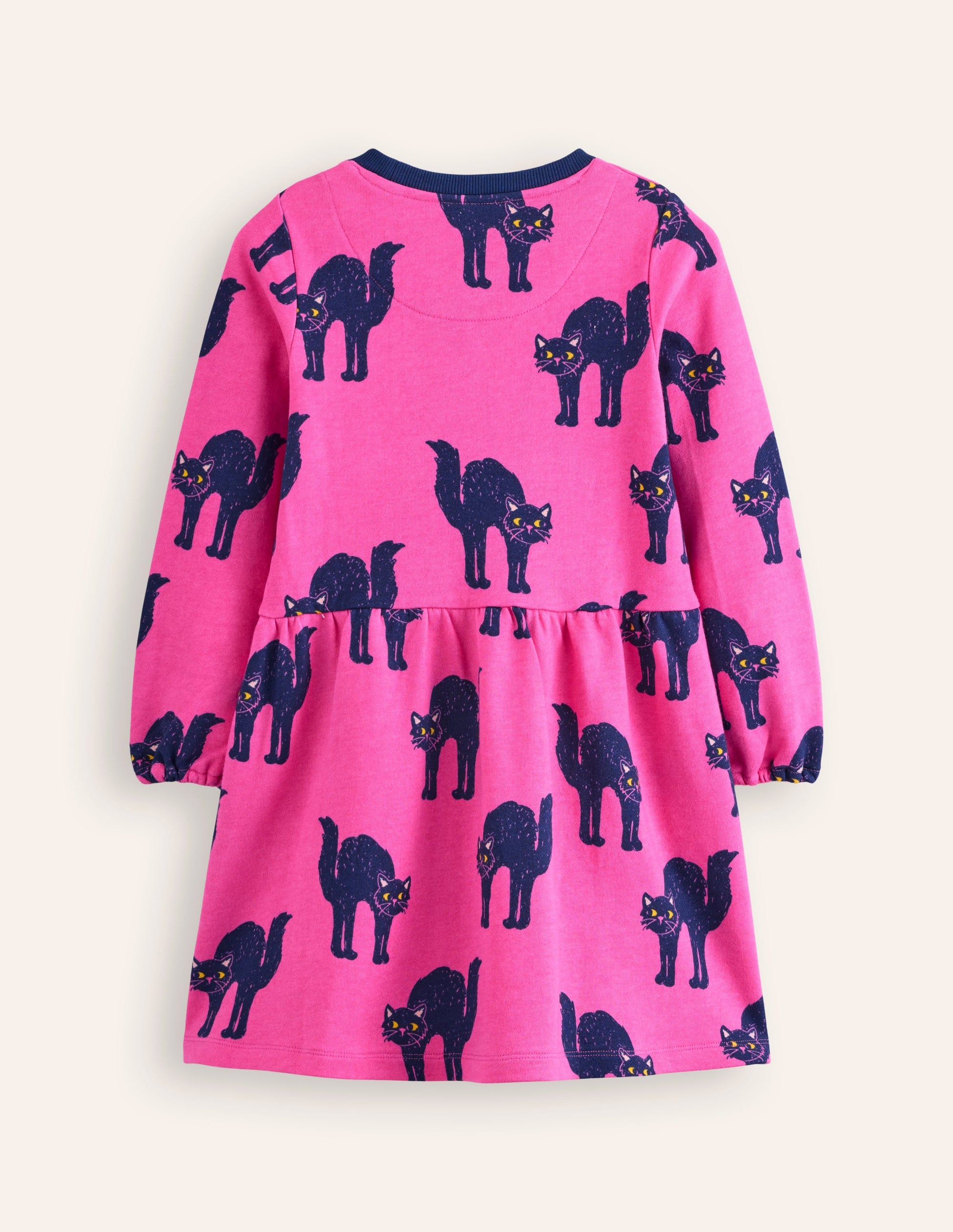 Loopback Sweatshirt Dress-Tickled Pink Cats-2