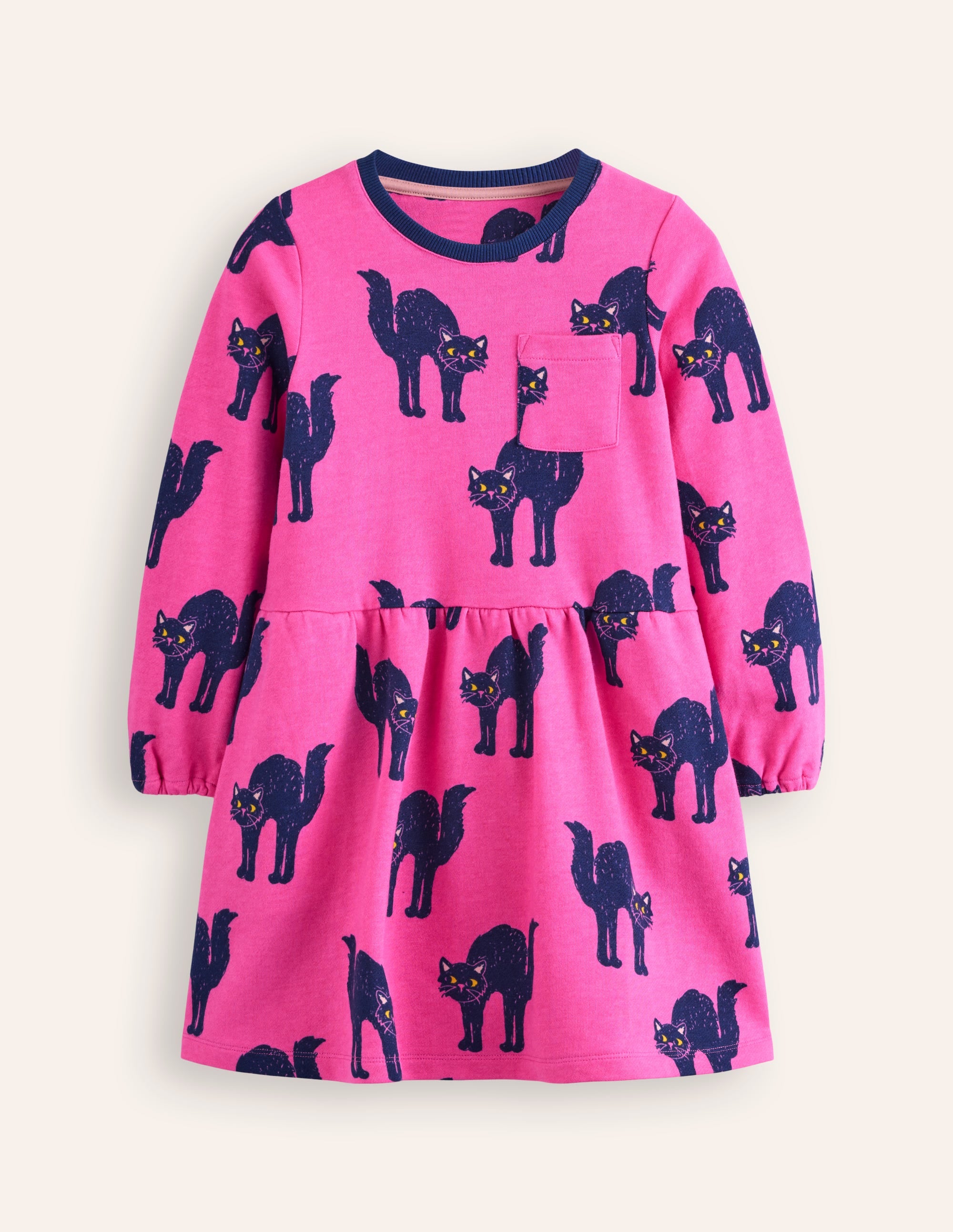 Loopback Sweatshirt Dress-Tickled Pink Cats - Image 1