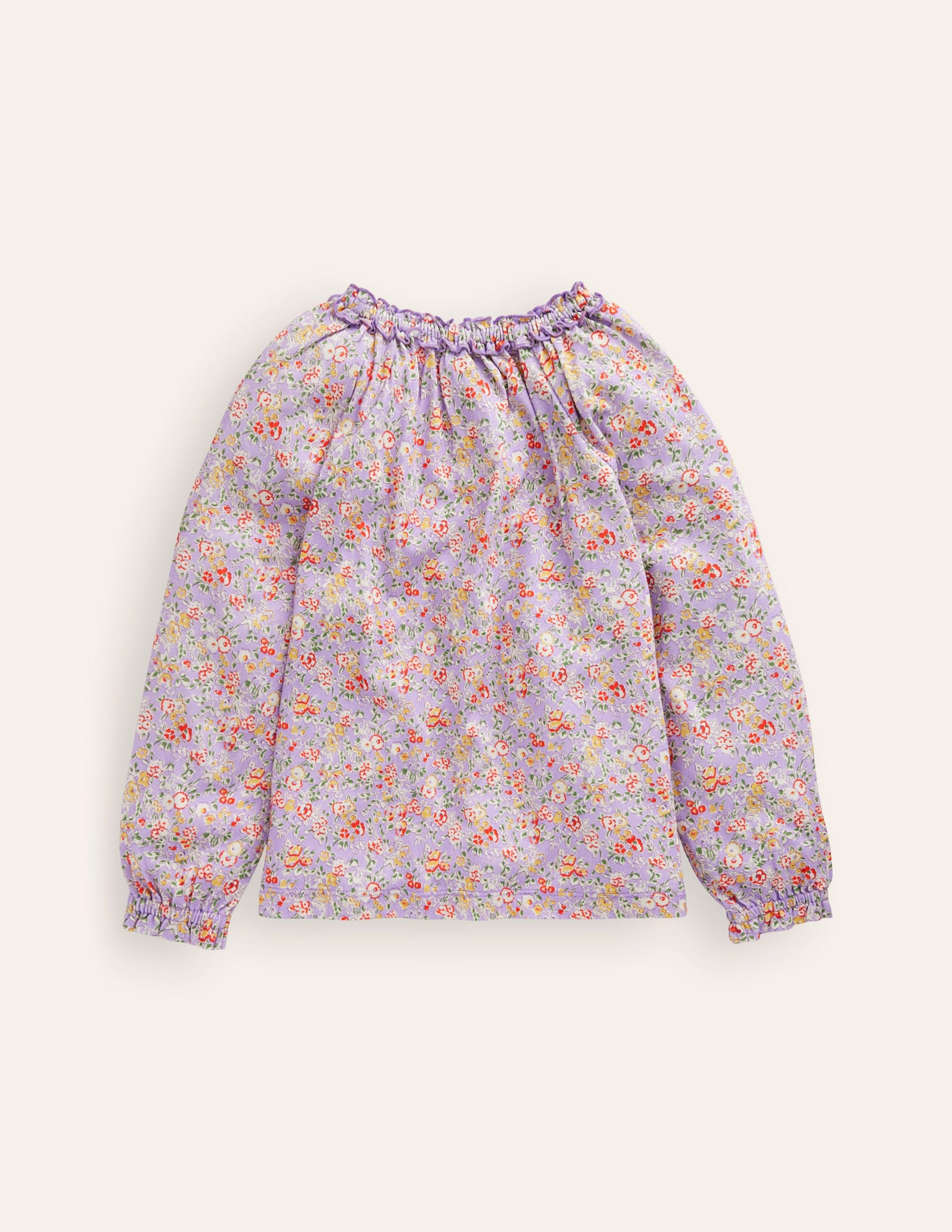 Frill Neck Jersey Blouse-Lilac Vintage Floral-2