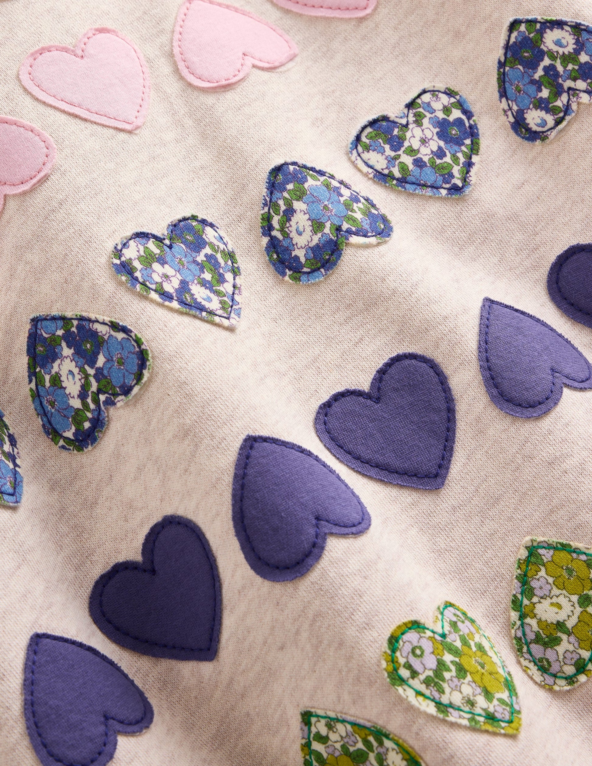 Sweatshirt Appliqué Dress-Oatmeal Marl Heart-3