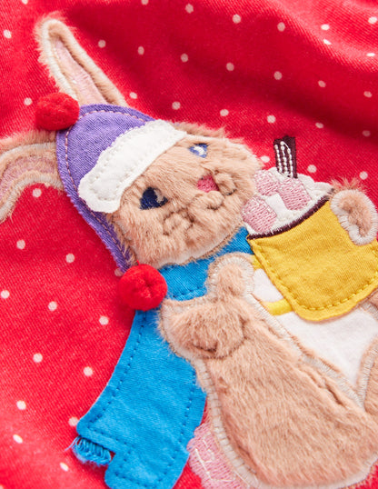 Sweatshirt Appliqué Dress-Rose Pink Pin Spot Animals-6