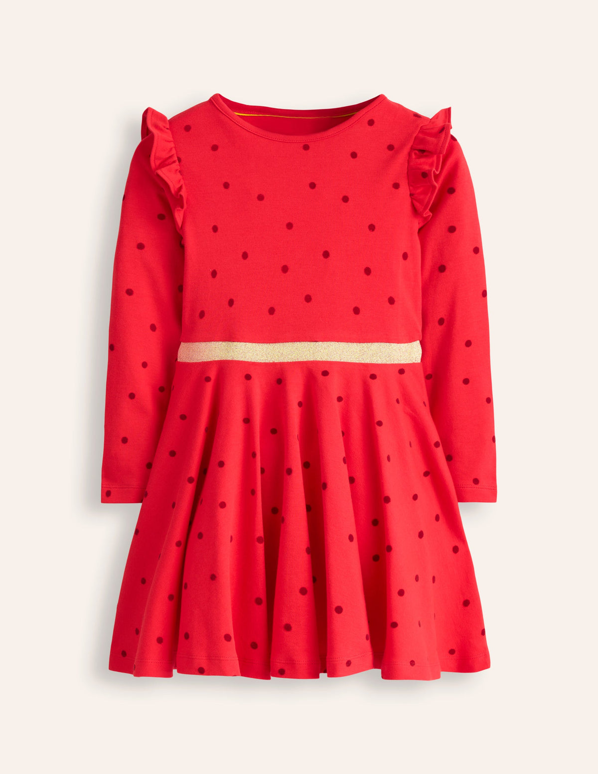 Mabel Twirly Ballerina Dress-Poppy Red Flocked Spot - Image 5