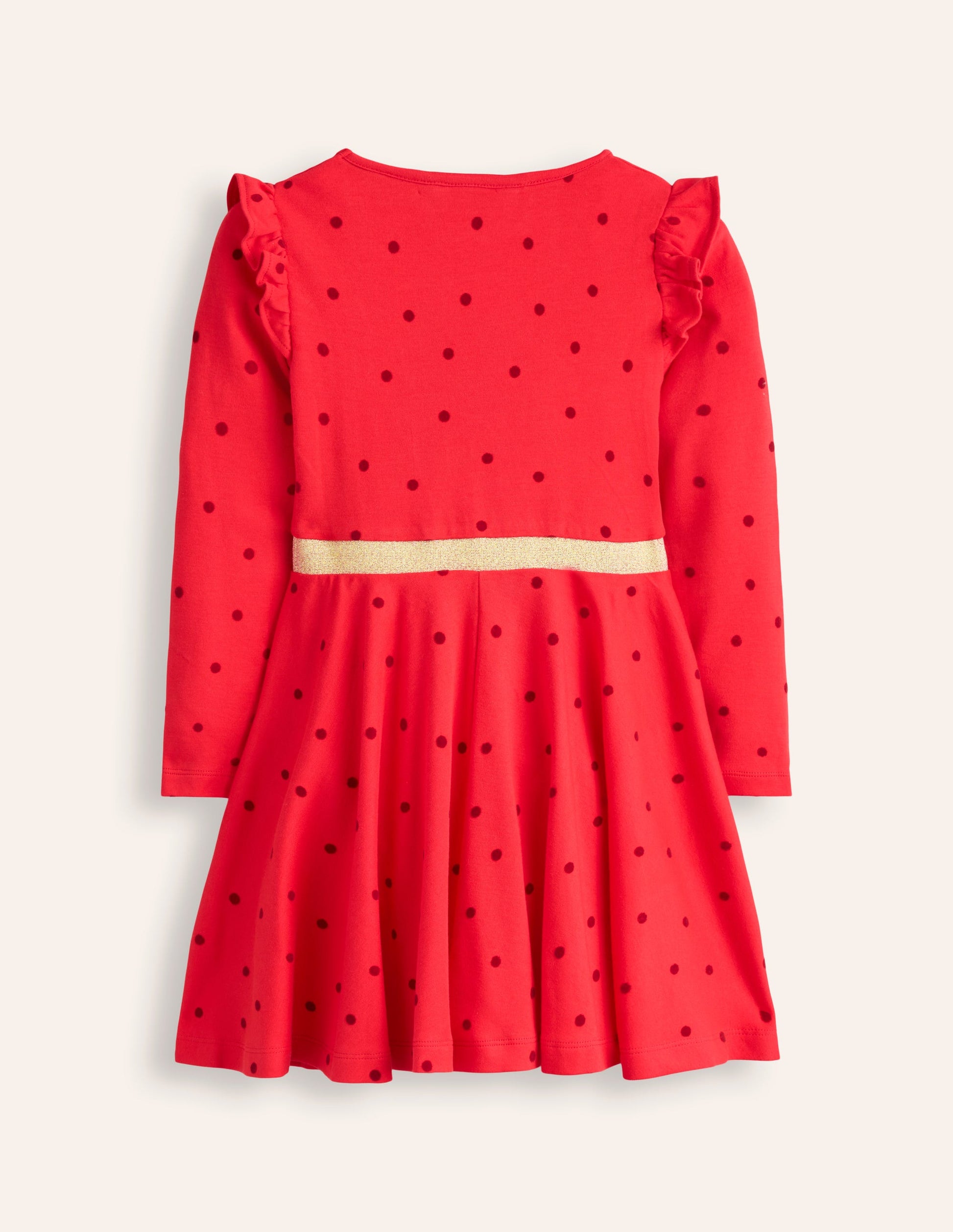 Mabel Twirly Ballerina Dress-Poppy Red Flocked Spot-6