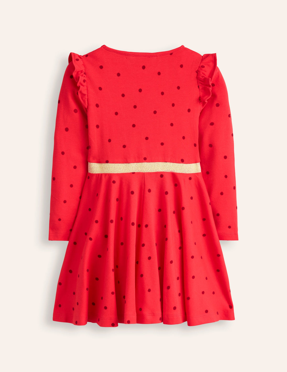 Mabel Twirly Ballerina Dress-Poppy Red Flocked Spot - Image 6
