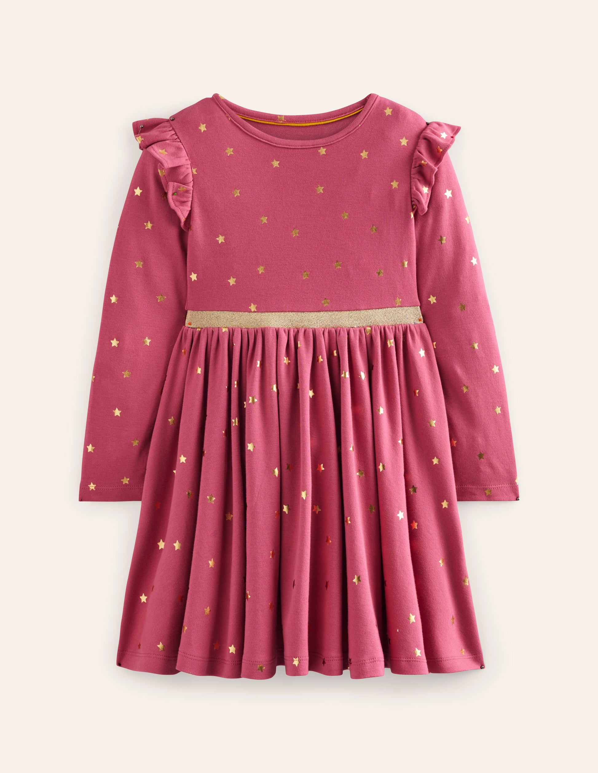 Mabel Twirly Ballerina Dress-Rose Petal Pink Foil Stars-1