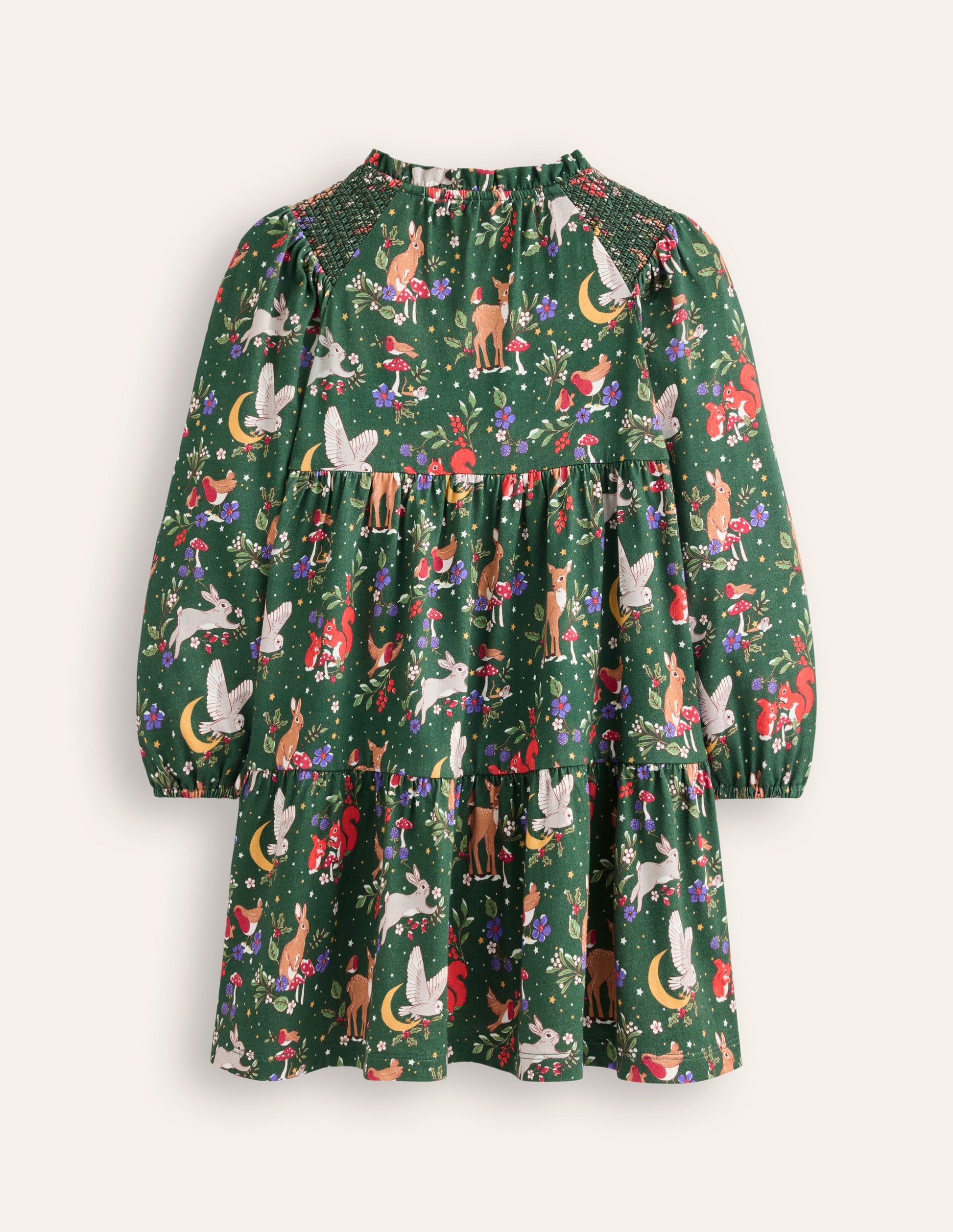 Tiered Jersey Dress-Pine Festive Woodland-2