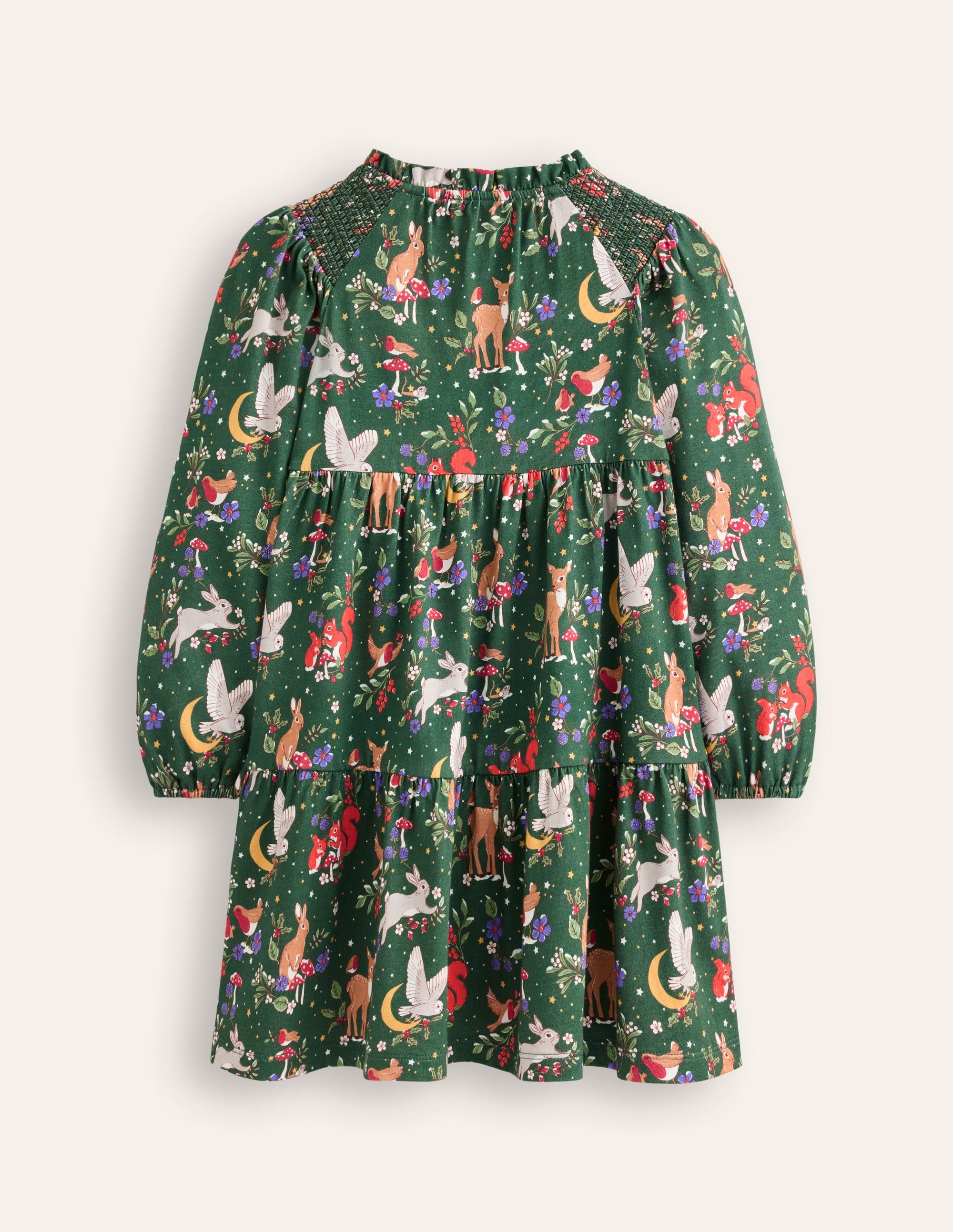 Tiered Jersey Dress-Pine Festive Woodland - Image 2