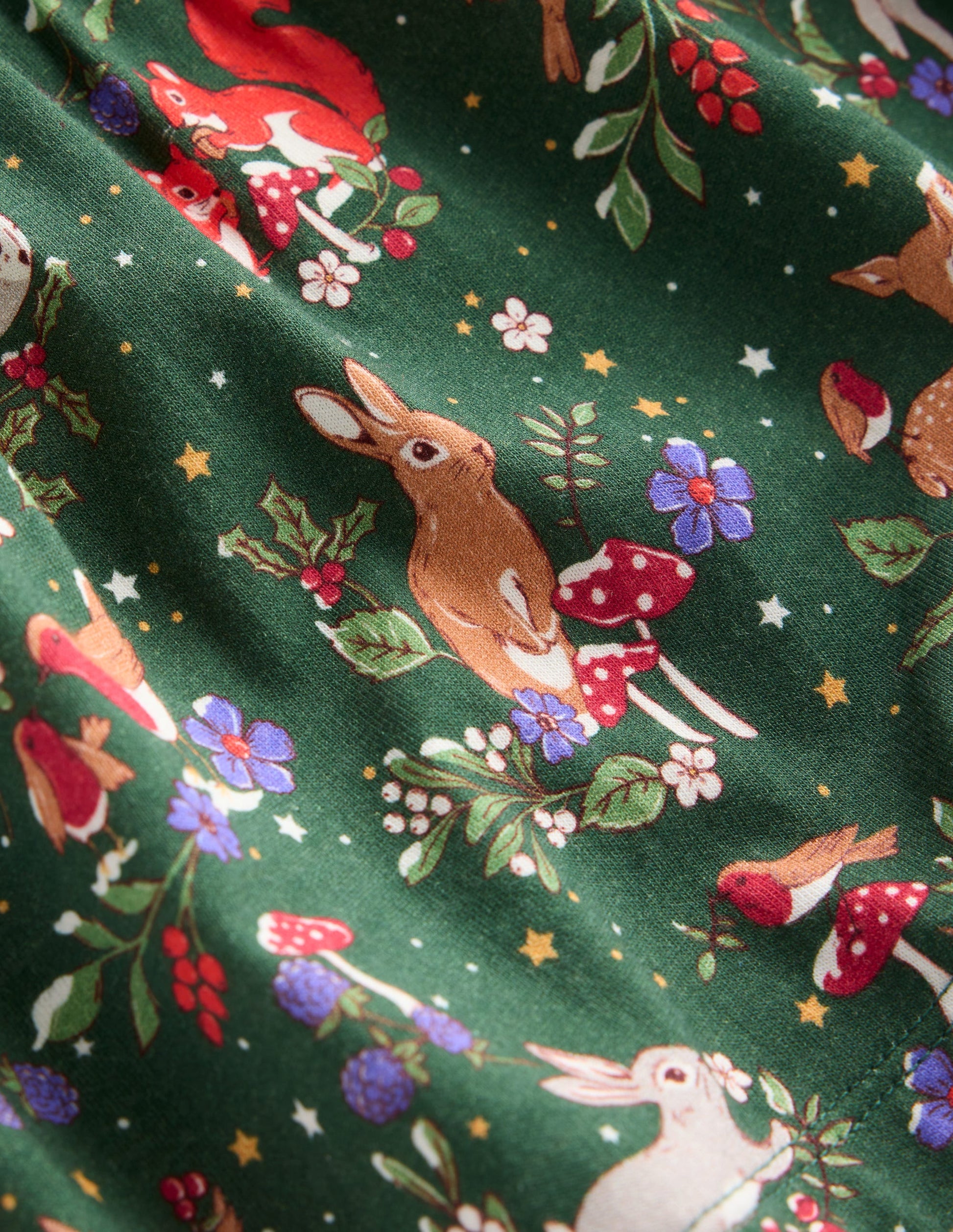 Tiered Jersey Dress-Pine Festive Woodland-3