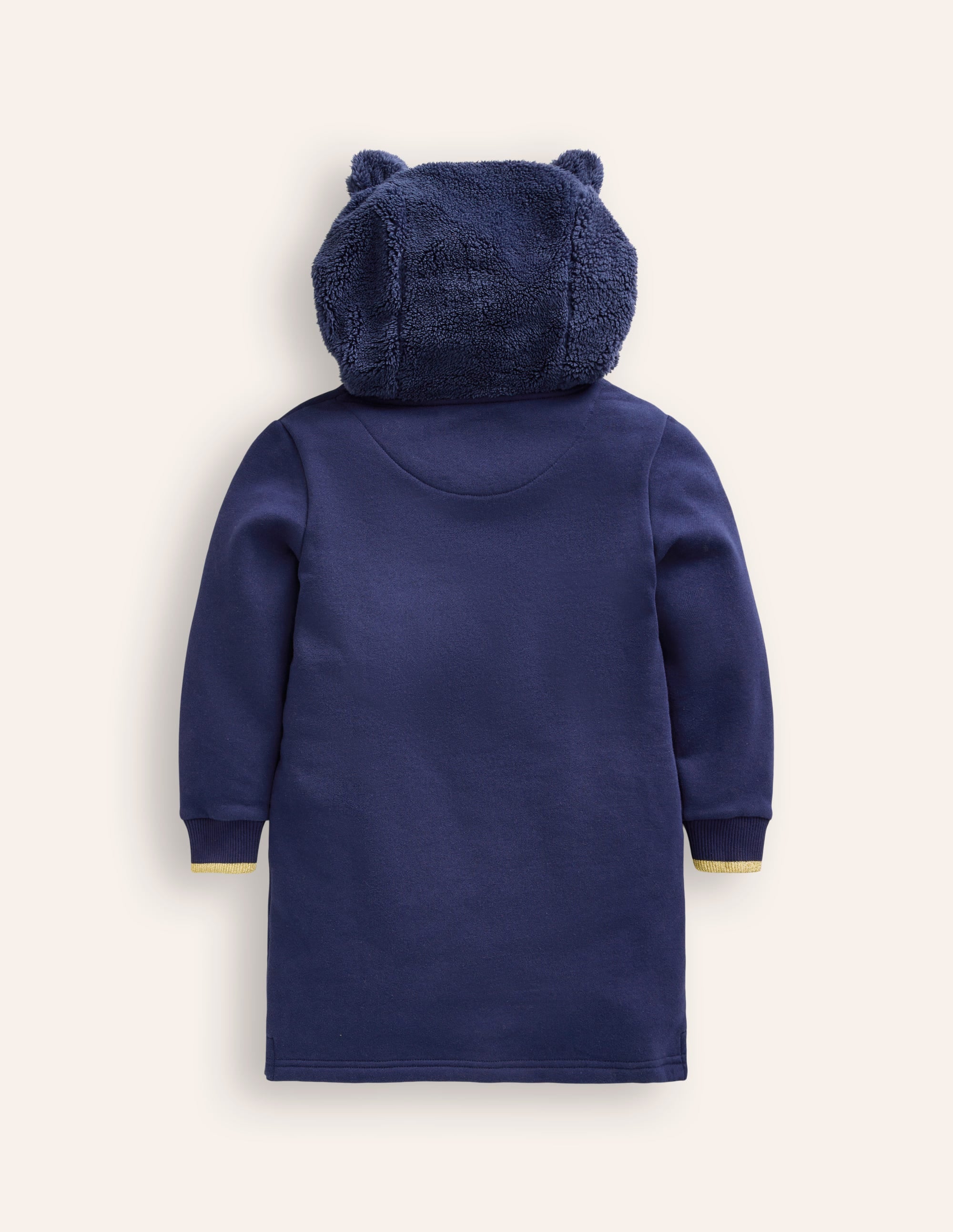 Fleece Novelty Hoodie Dress-College Navy Cat - Image 2