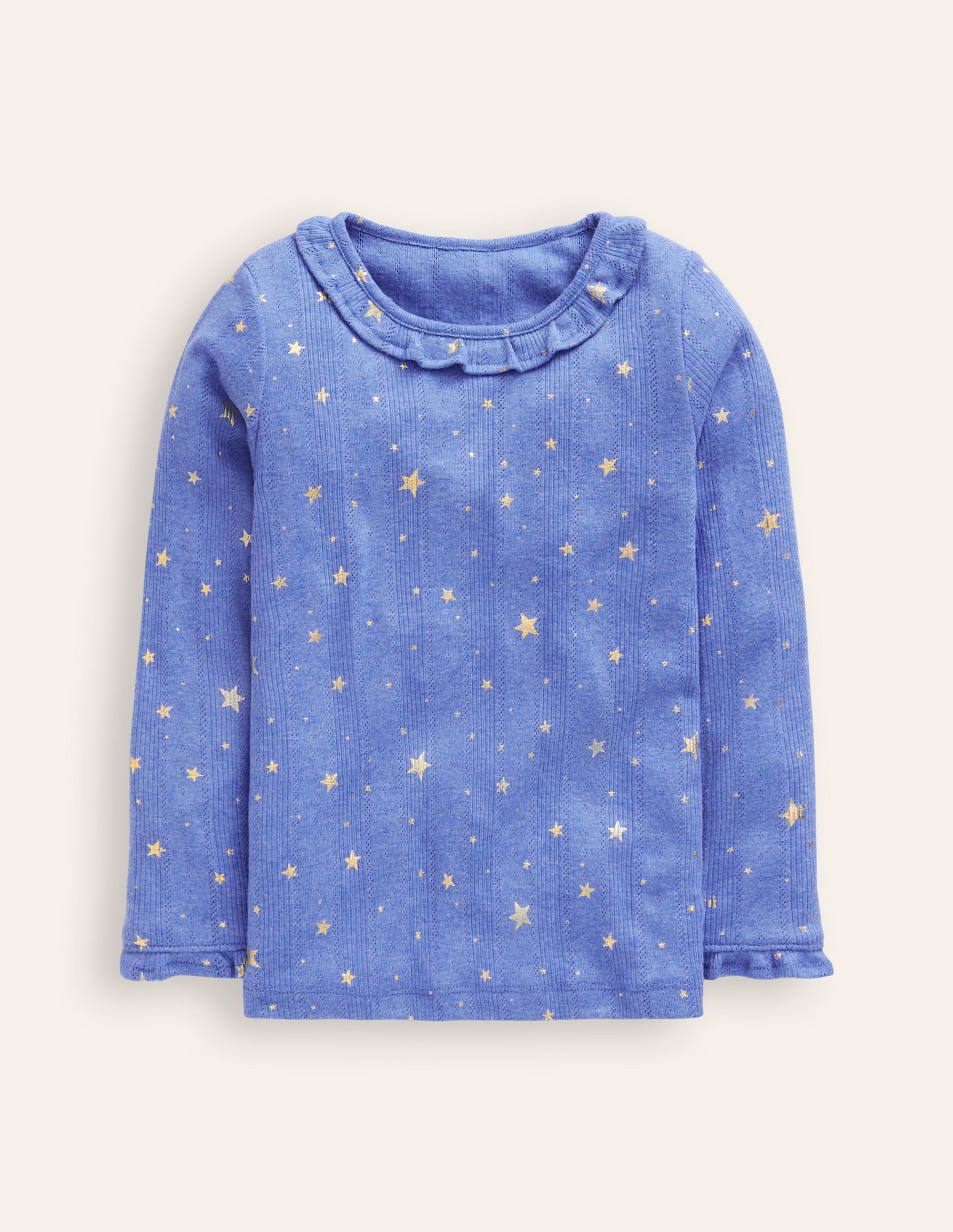 Ruffle Sparkle Pointelle-Bluejay Gold Foil Star - Image 1