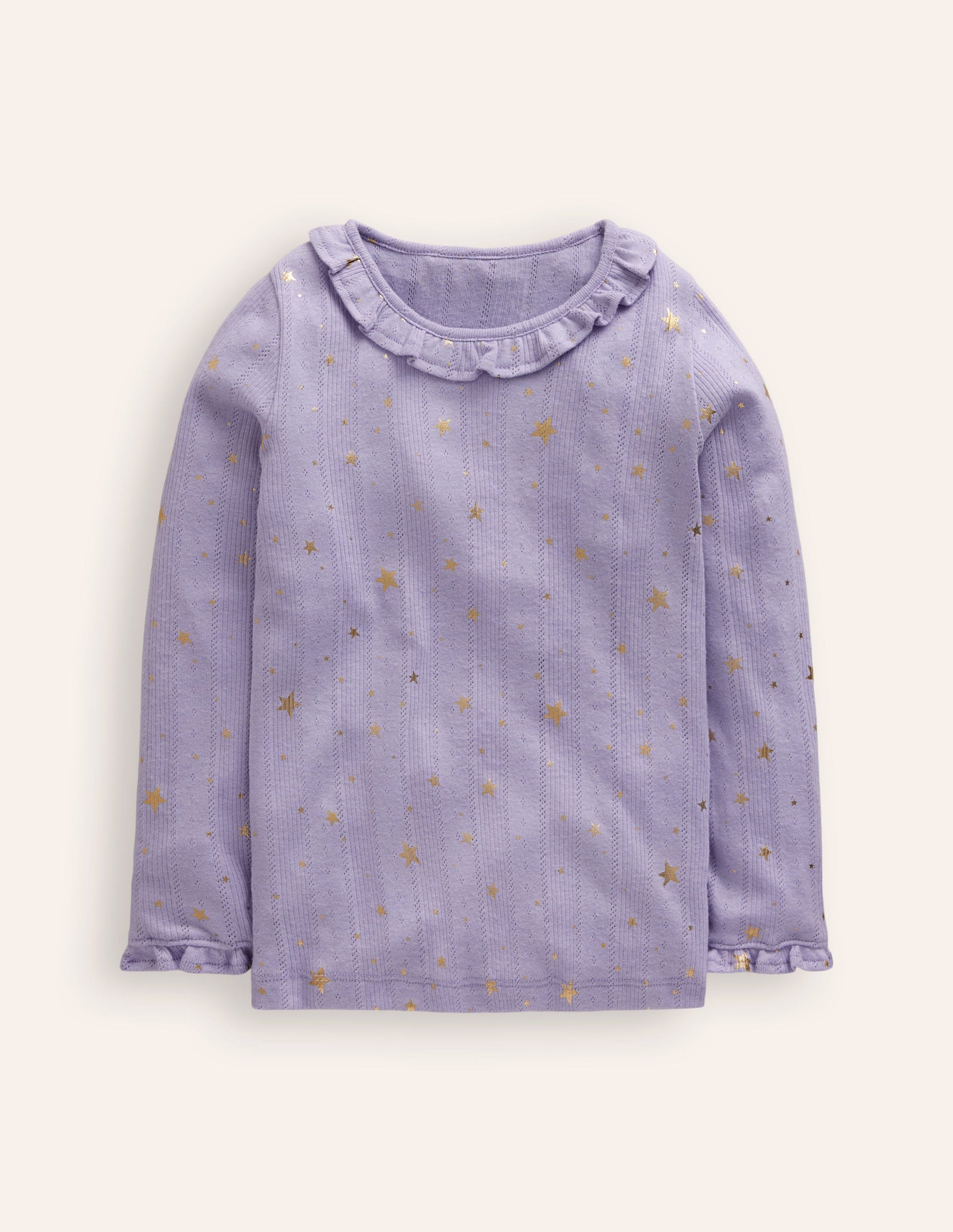 Ruffle Sparkle Pointelle-Misty Lavender Gold Foil Star-1