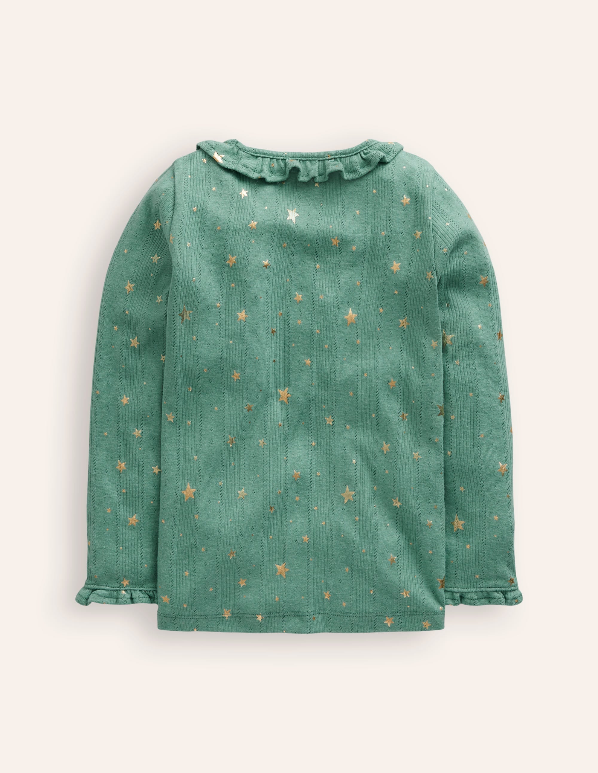 Ruffle Sparkle Pointelle-Eucalyptus Gold Foil Star - Image 2