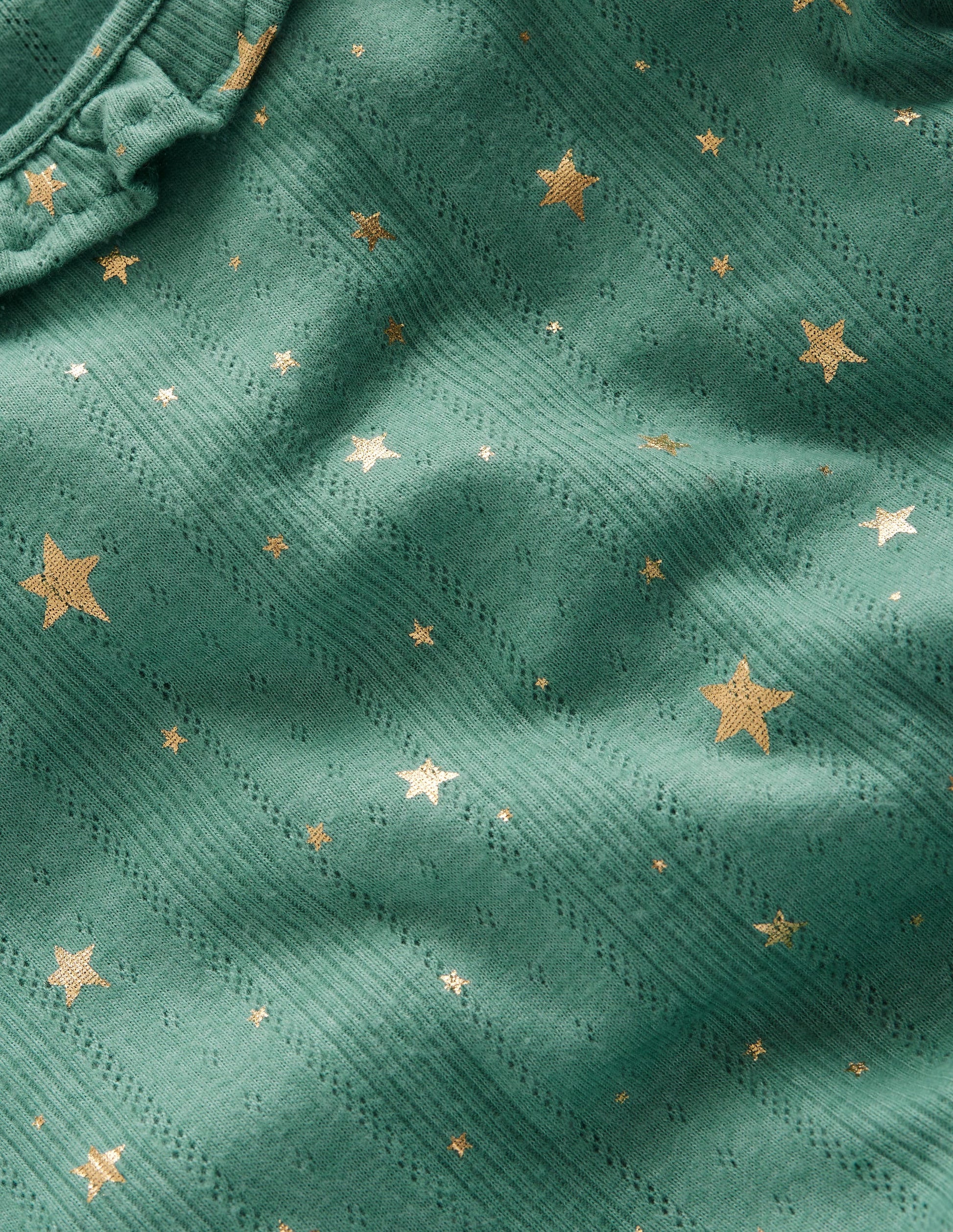 Ruffle Sparkle Pointelle-Eucalyptus Gold Foil Star-3