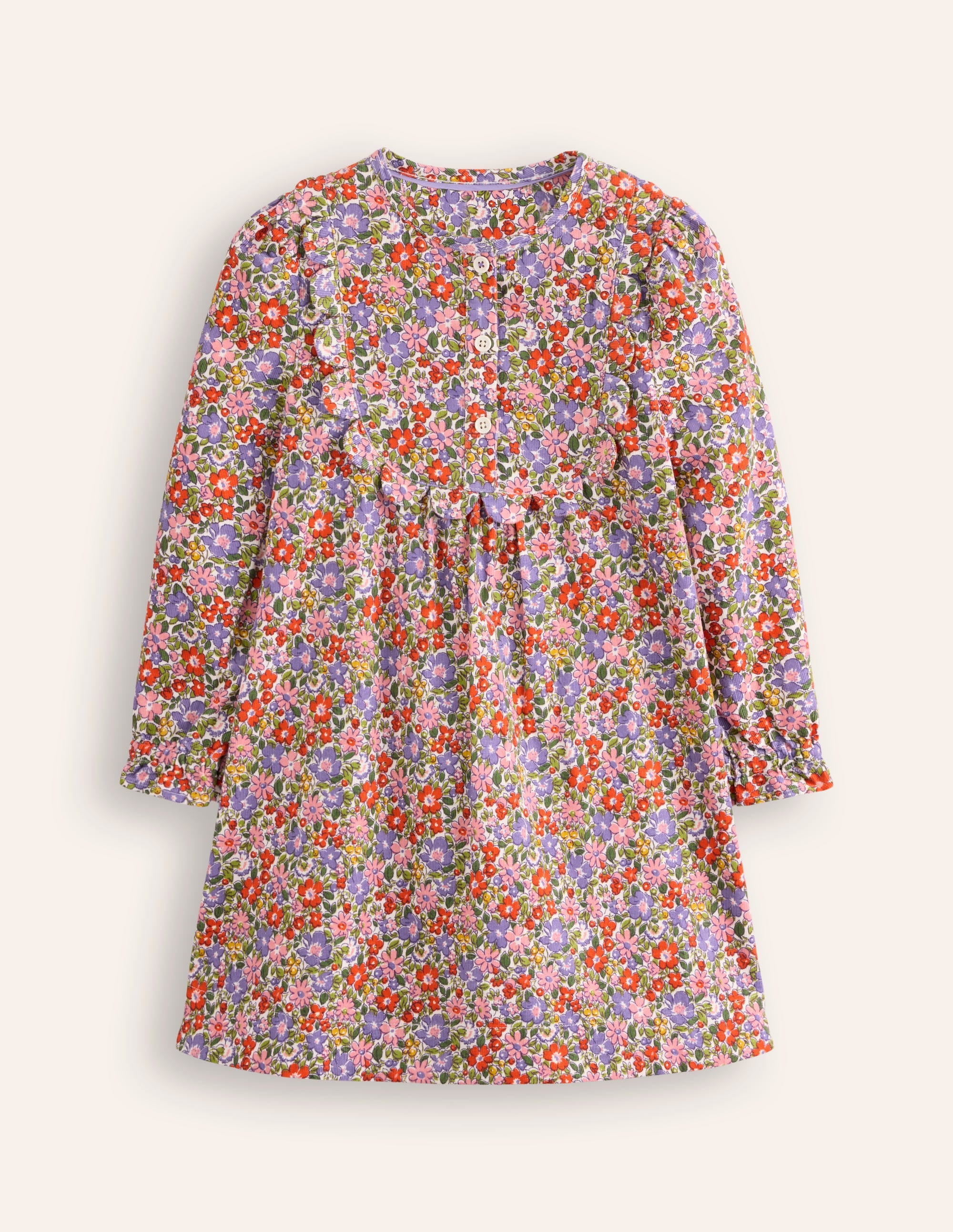 Norah Scallop Cord Dress-Aster Purple Flowerbed - Image 1