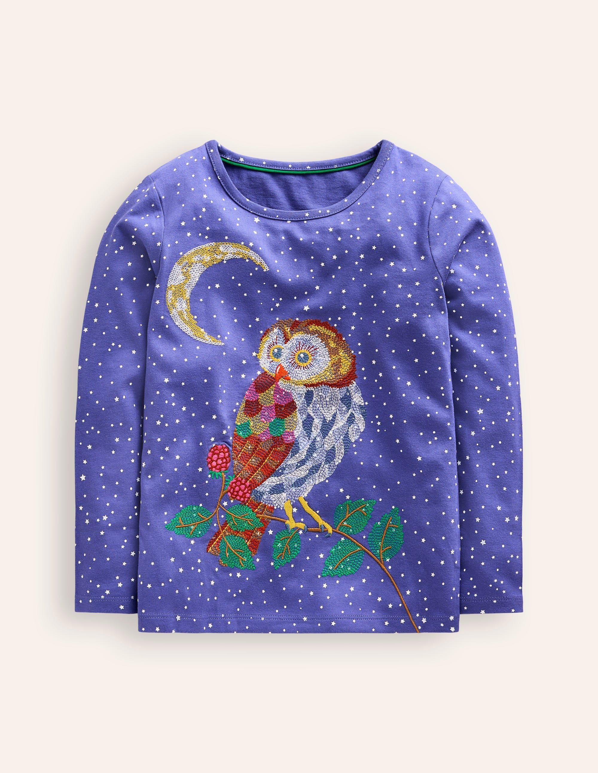 Superstitch T-Shirt-Royal Purple Owl - Image 1