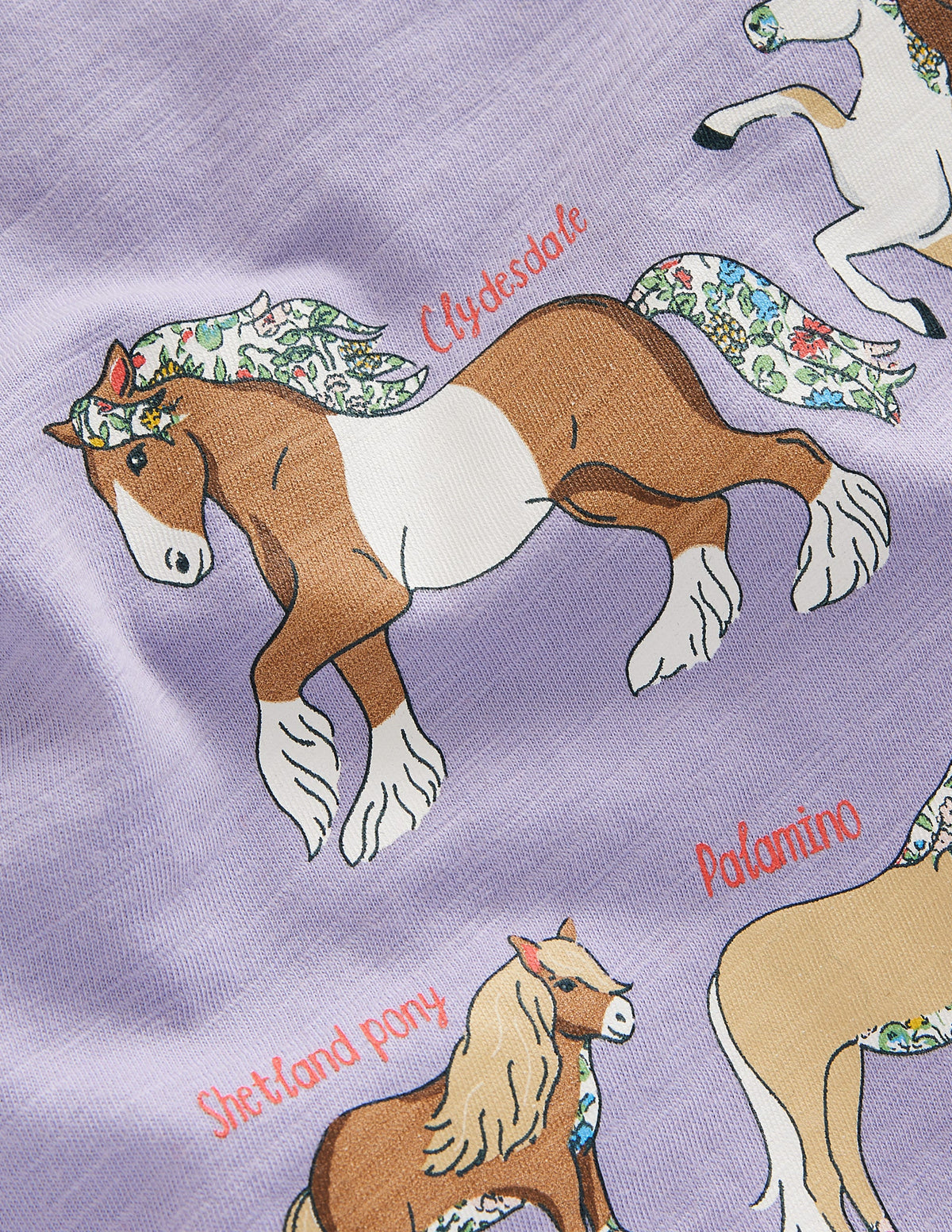 Printed Graphic T-Shirt-Misty Lavendar Horses-3