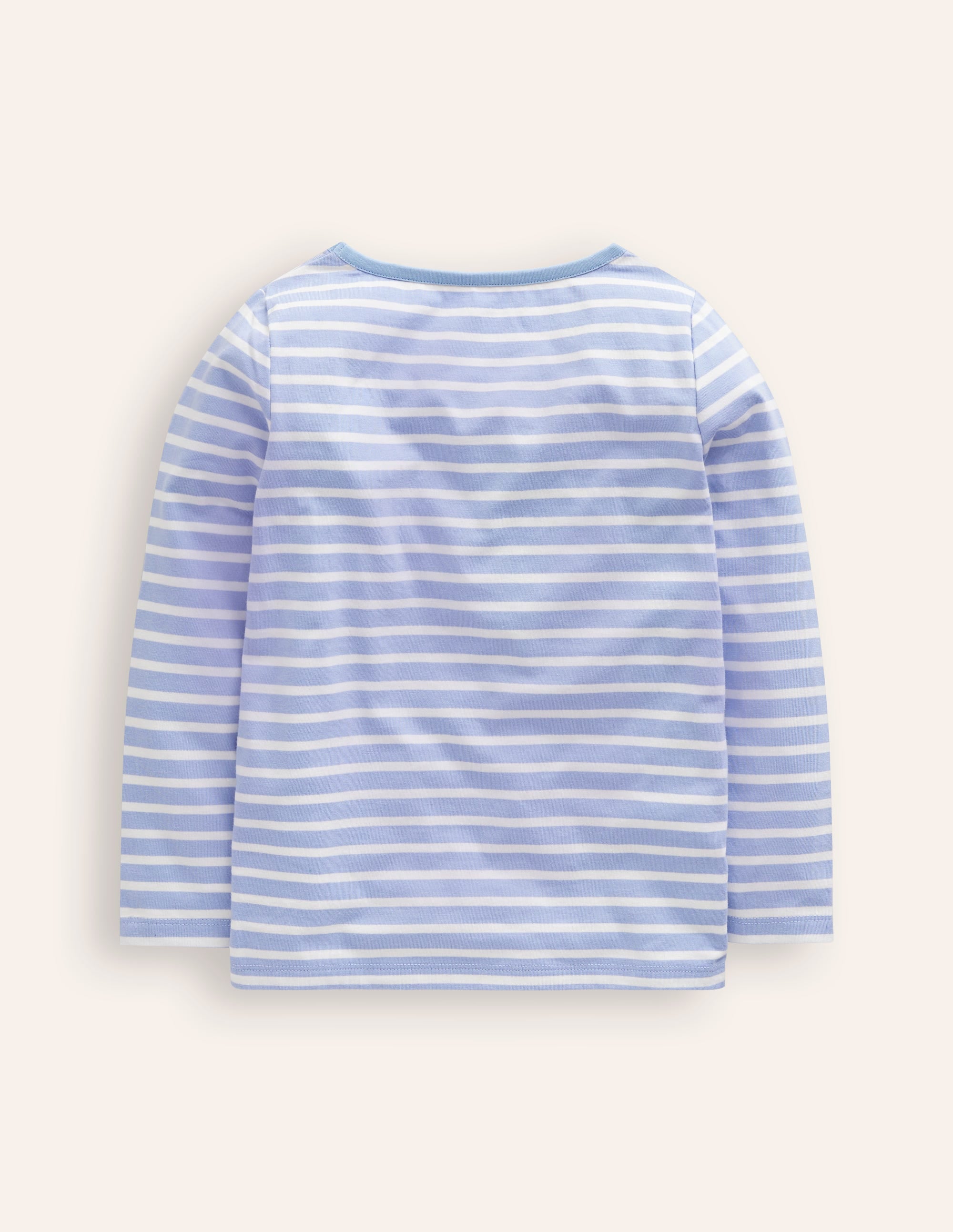 Appliqué Long Sleeve Top-Ivory/ Vintage Blue Festive - Image 2