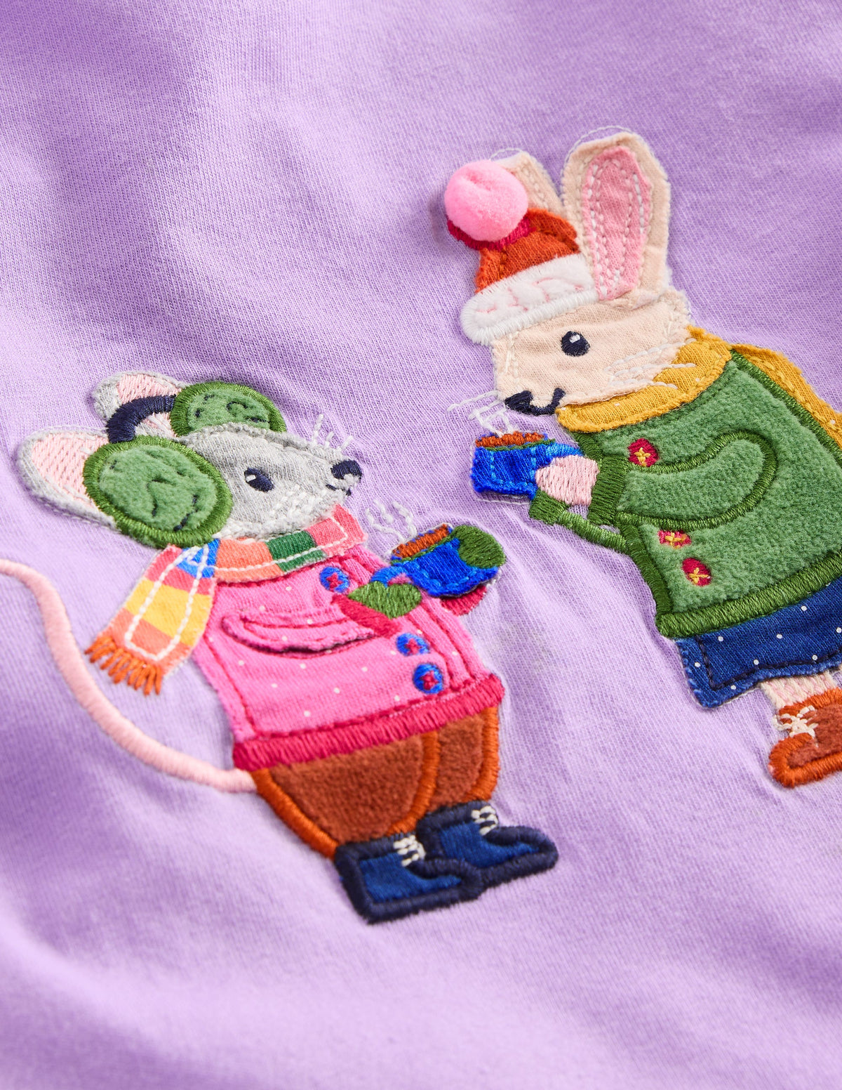 Appliqué Long Sleeve Top-Aster Purple Woodland Friends-3
