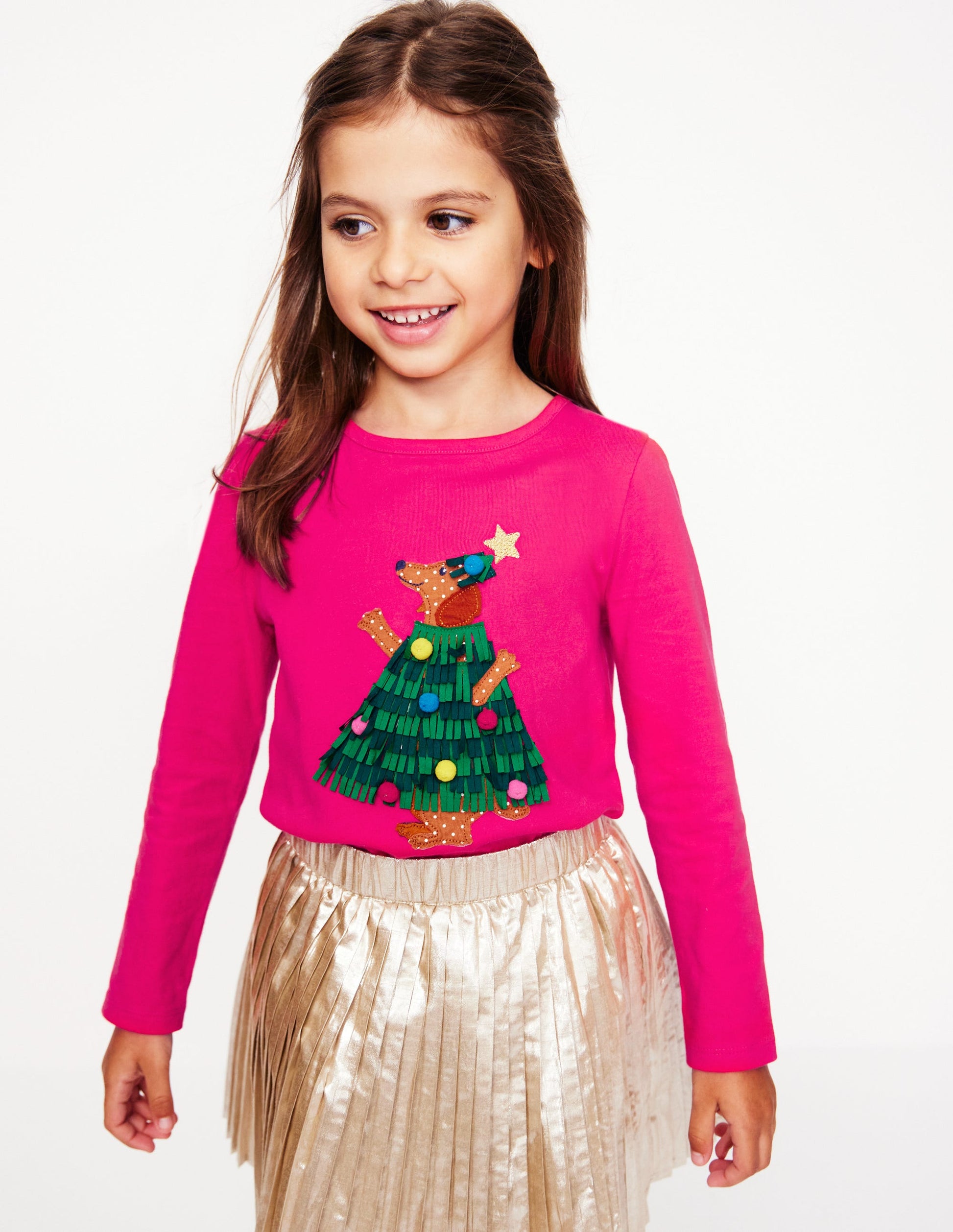 Appliqué Long Sleeve Top-Tickled Pink Dog-3