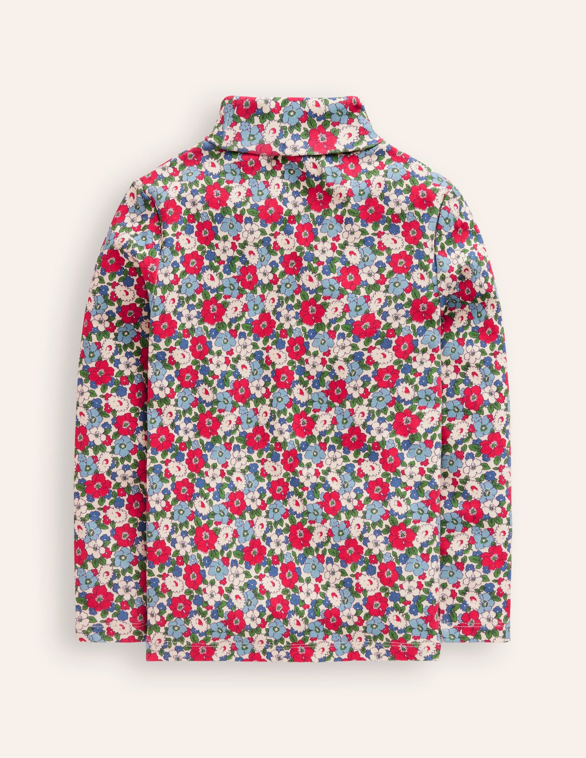 Super Soft Roll Neck Top-Glacier Blue Winter Floral-2