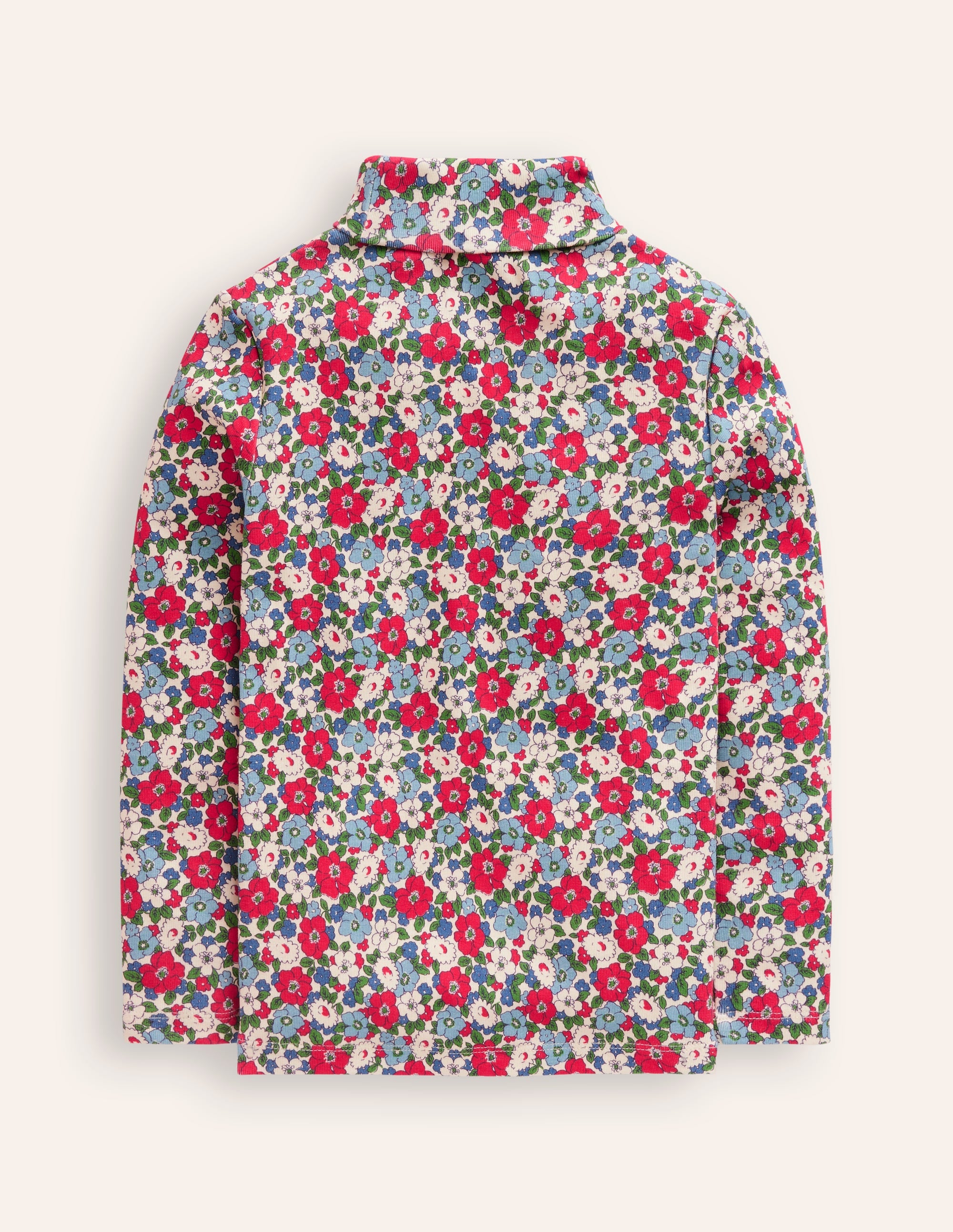 Super Soft Roll Neck Top-Glacier Blue Winter Floral - Image 2