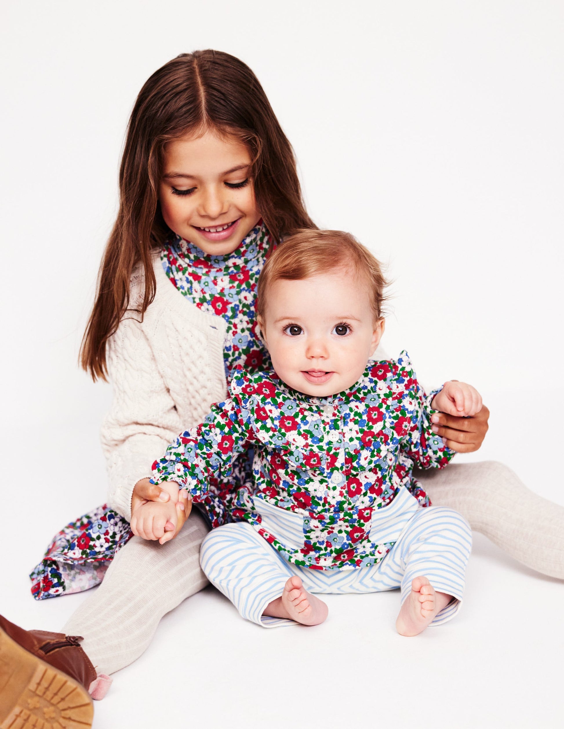 Super Soft Roll Neck Top-Glacier Blue Winter Floral-6