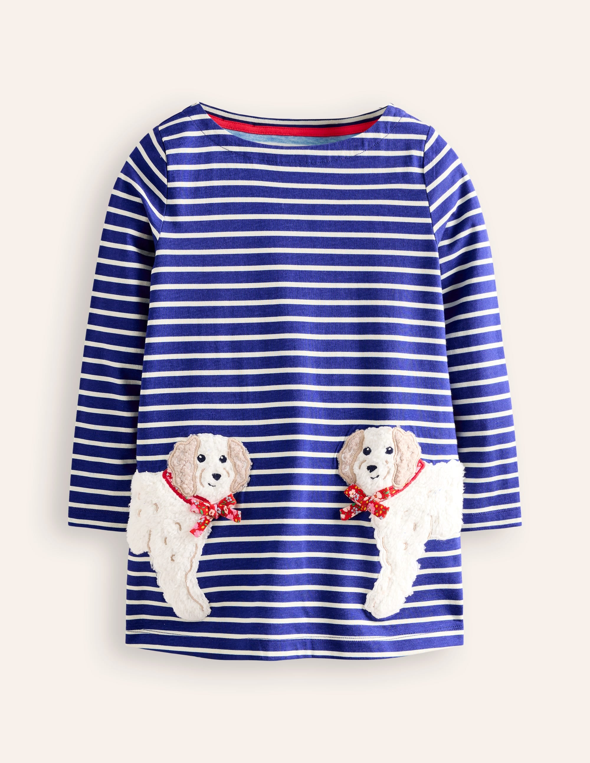 Long Sleeve Applique Tunic-Starboard Blue/ Ivory Dogs - Image 1