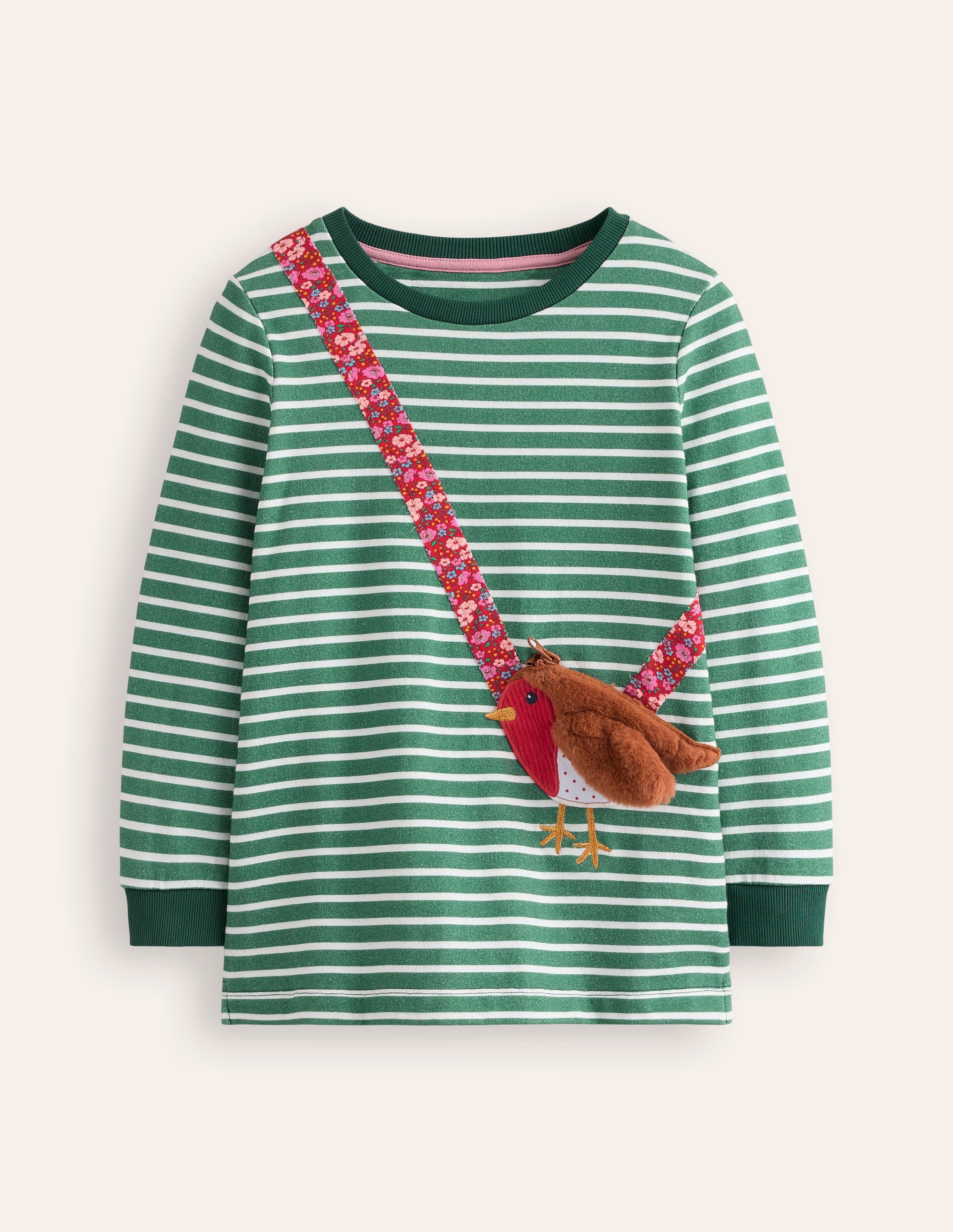 Appliqué Bag Tunic-Jade/ Ivory Robin - Image 1