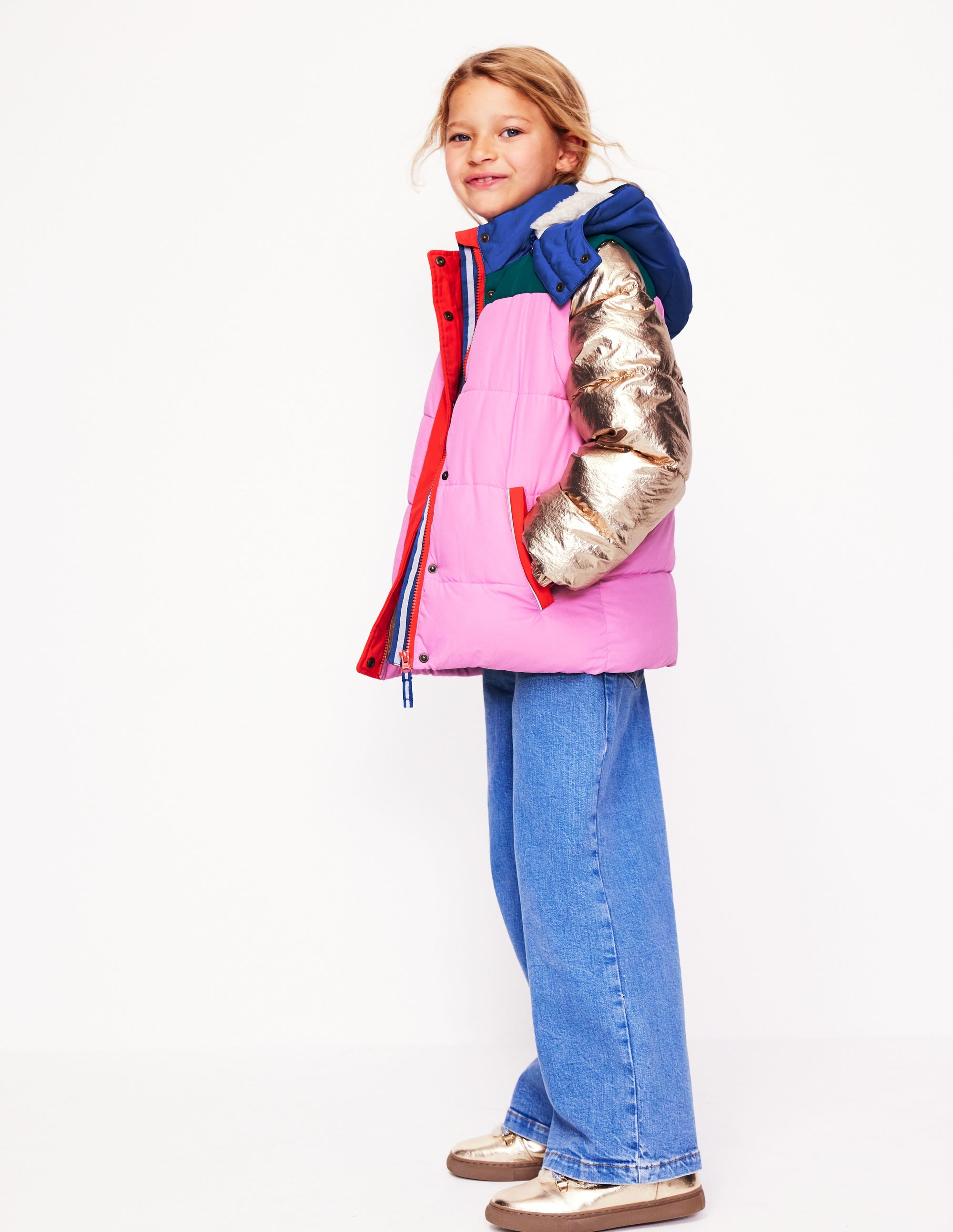 2-in-1 Padded Coat-Multi Metallic Colourblock - Image 1