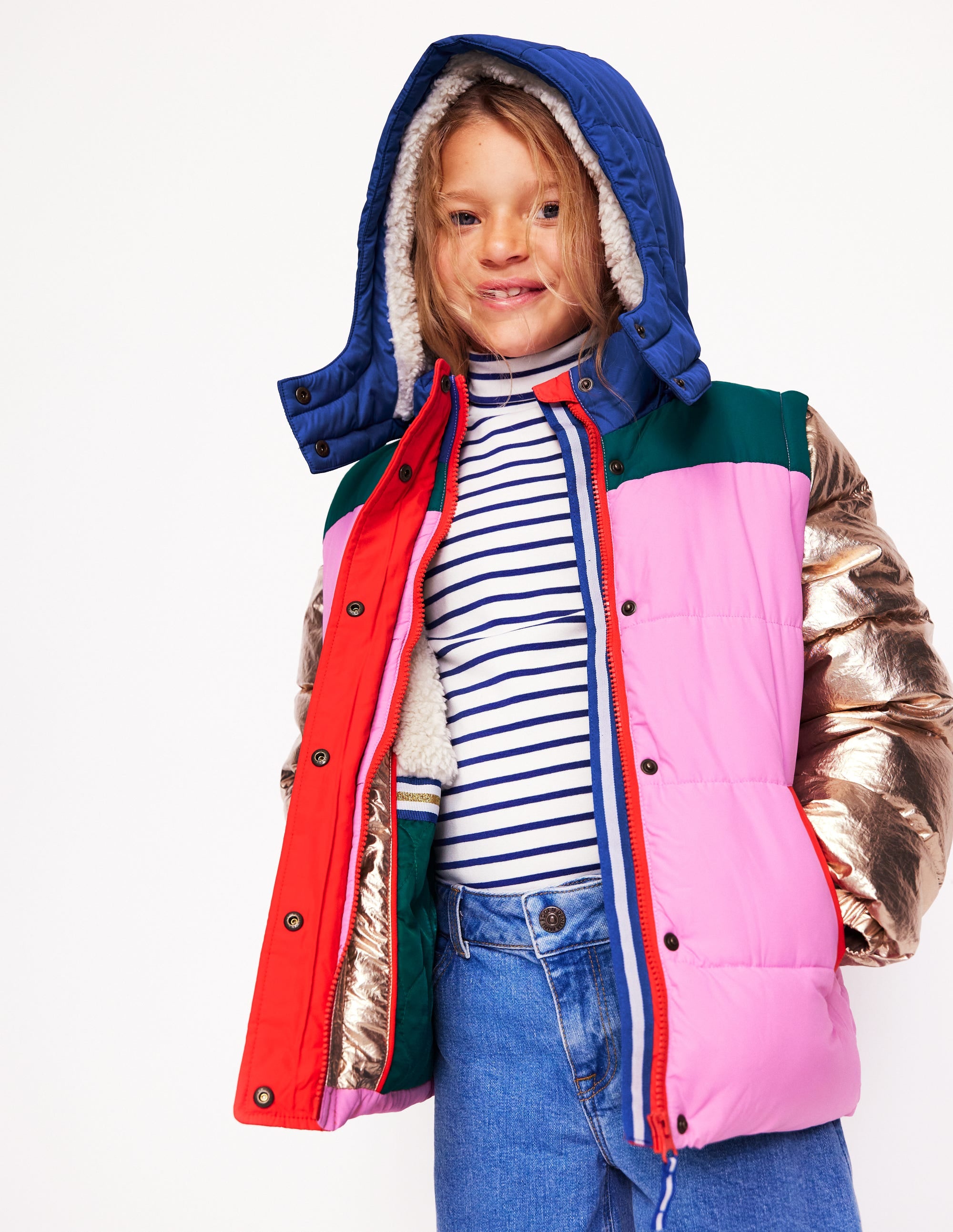2-in-1 Padded Coat-Multi Metallic Colourblock - Image 3