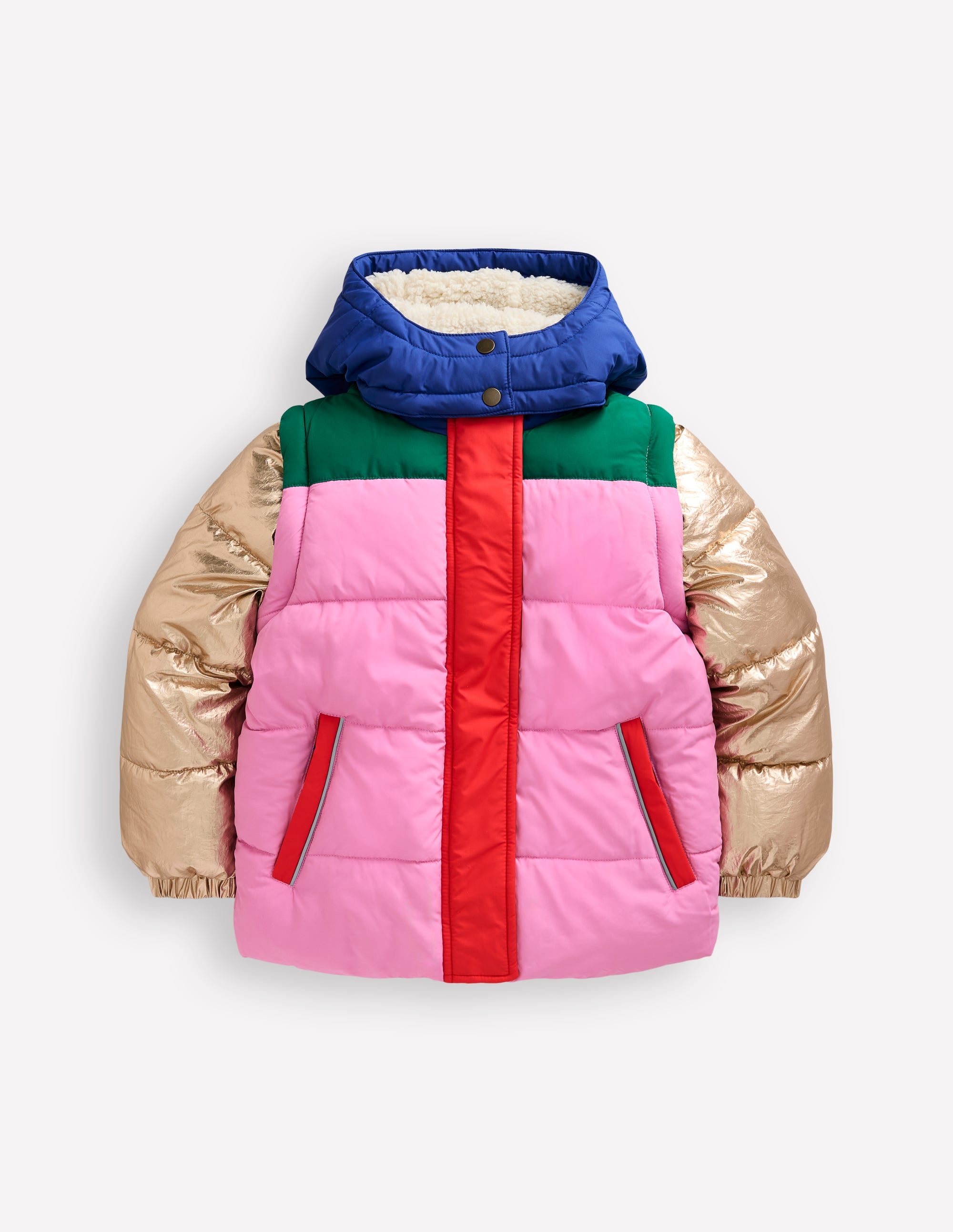 2-in-1 Padded Coat-Multi Metallic Colourblock - Image 7