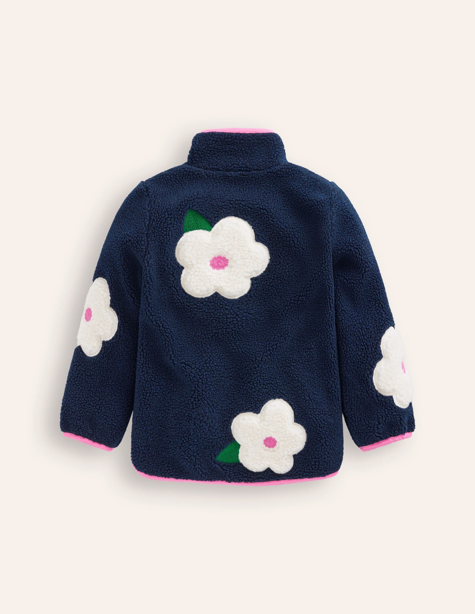 Borg Zip-Through Jacket-College Navy Floral - Image 2