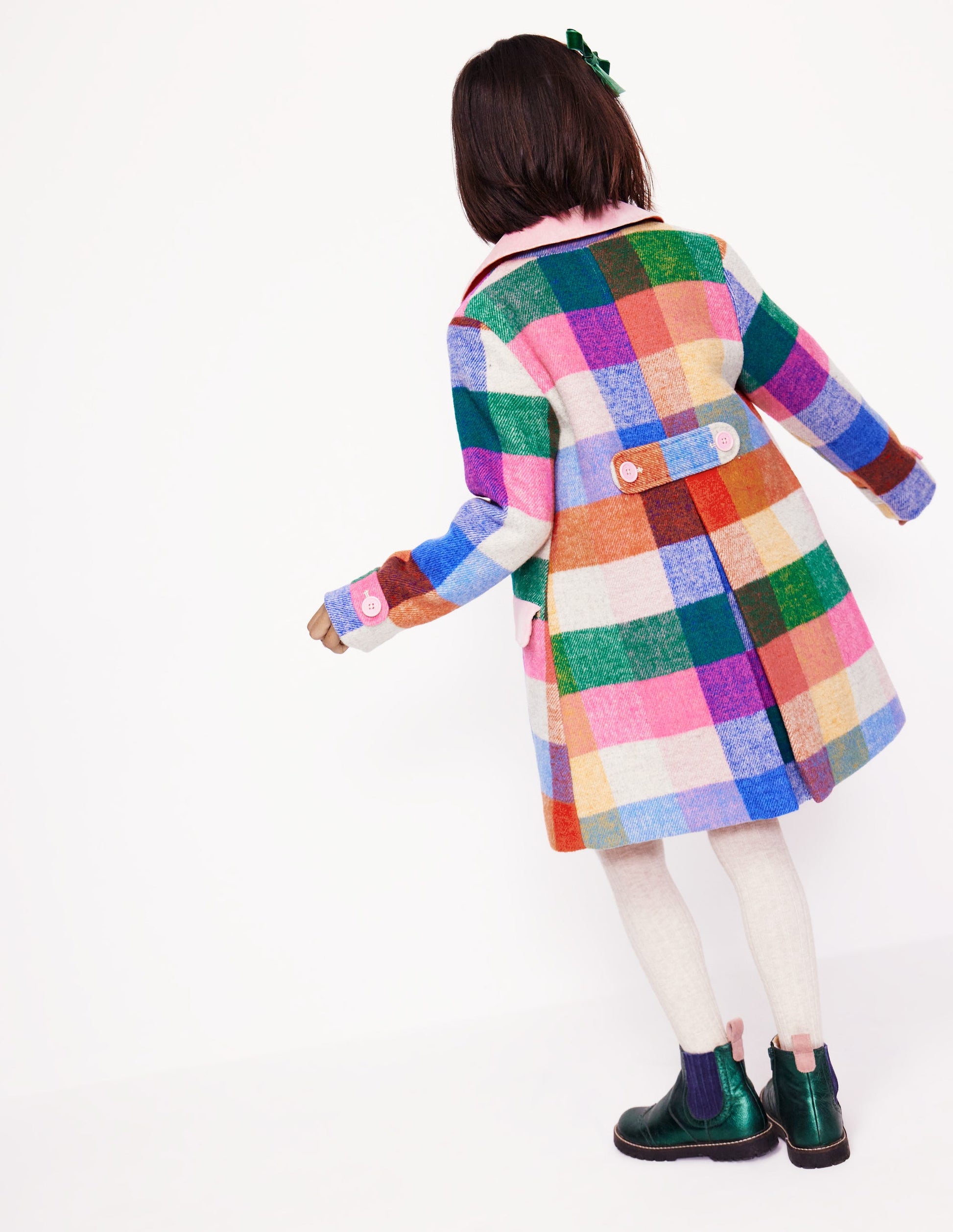 Wonderful Wool Blended Coat-Multi Gingham-2
