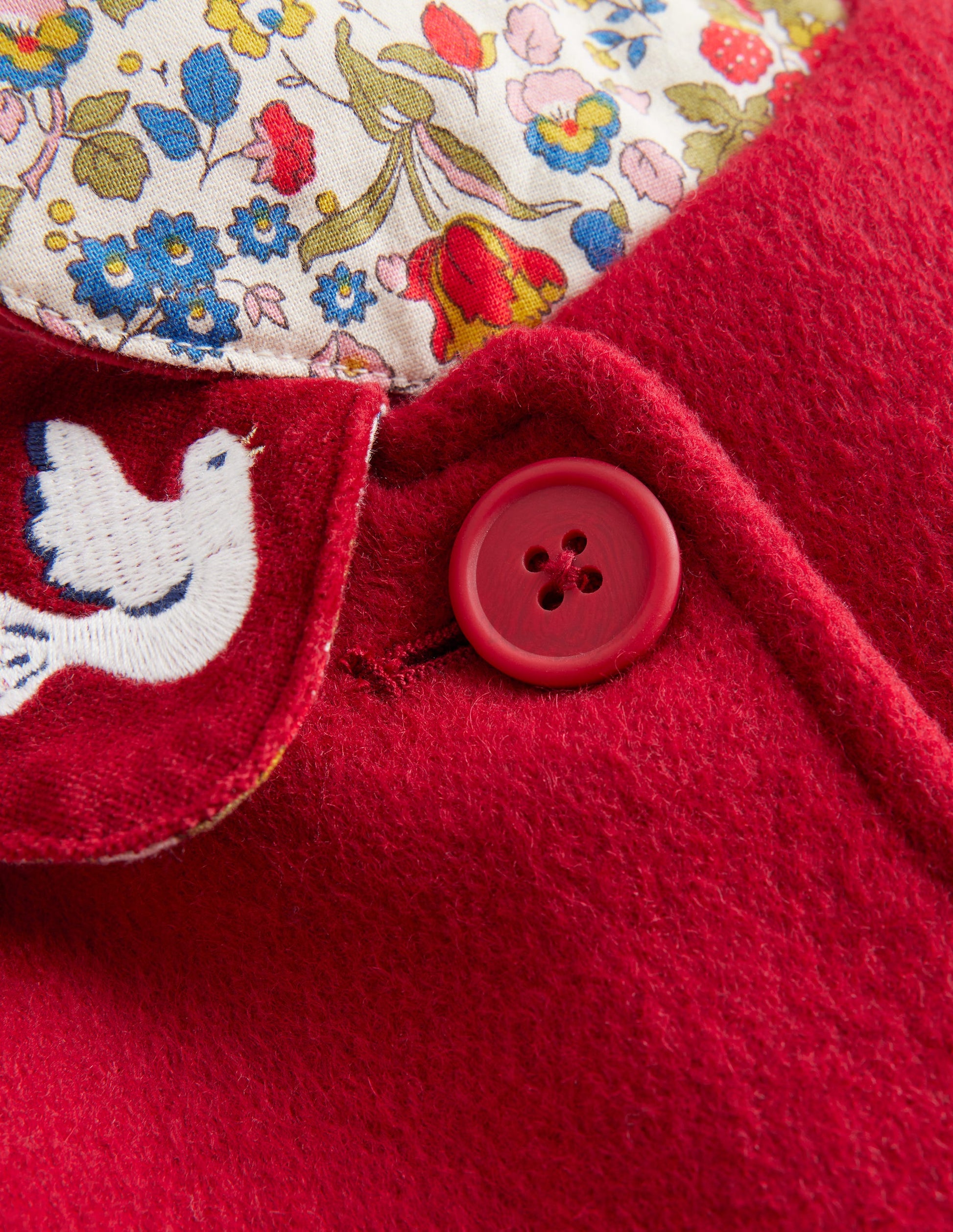 Wonderful Wool Blended Coat-Royal Red Embroidery-8