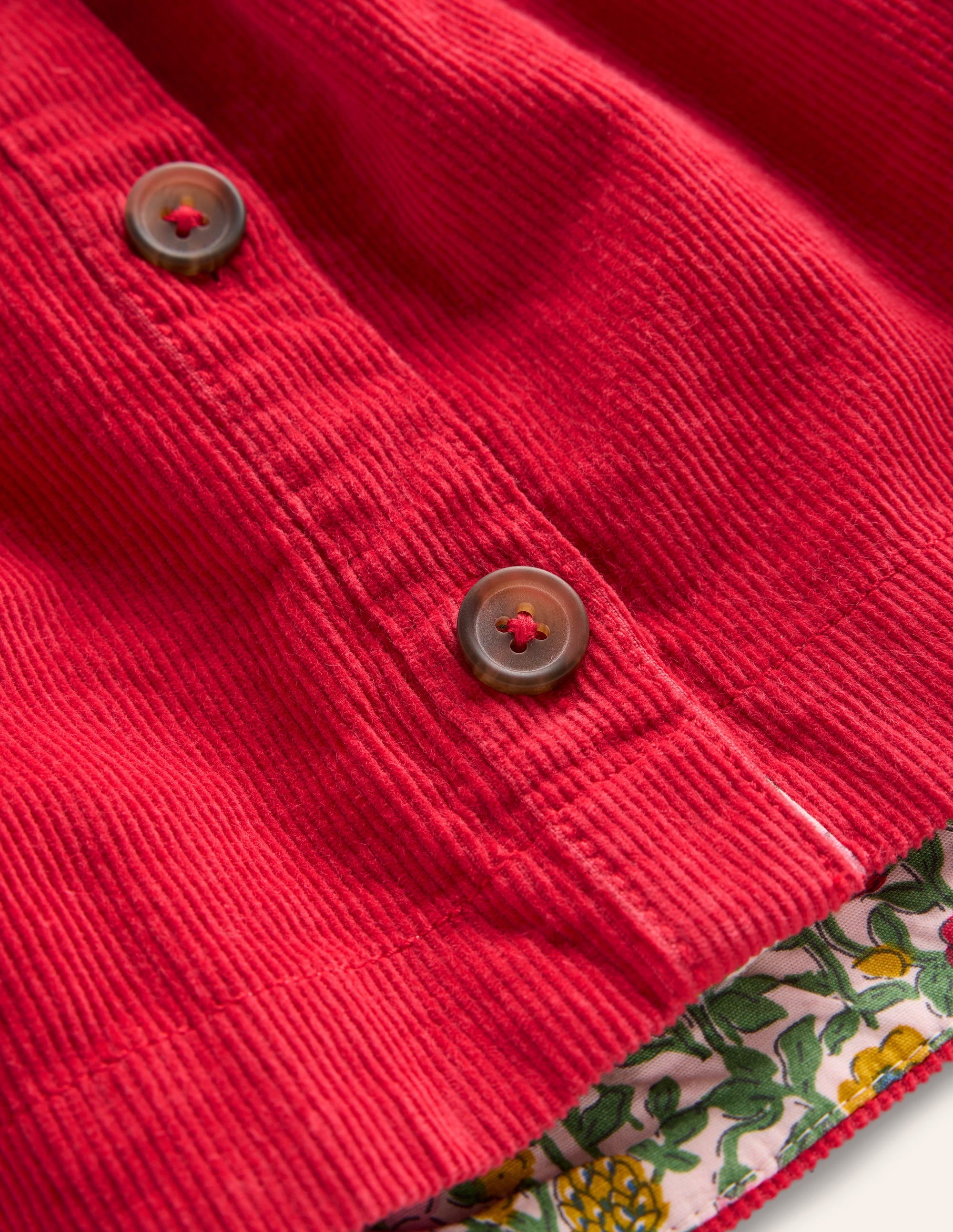 Button Through Pinafore Dress-Scarlet Red Cord - Image 3