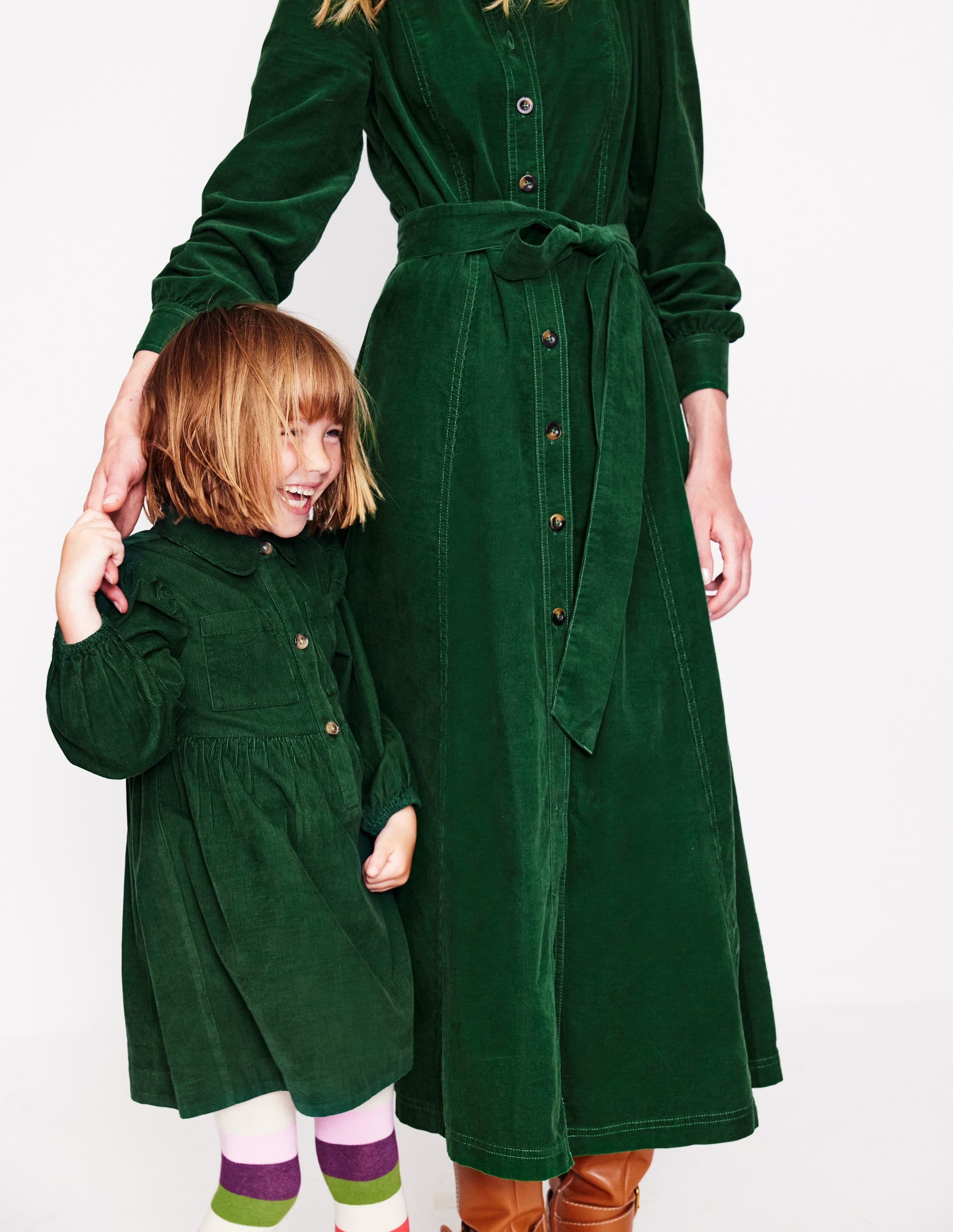 Puff Sleeve Shirt Dress-Pine Cord - Image 5