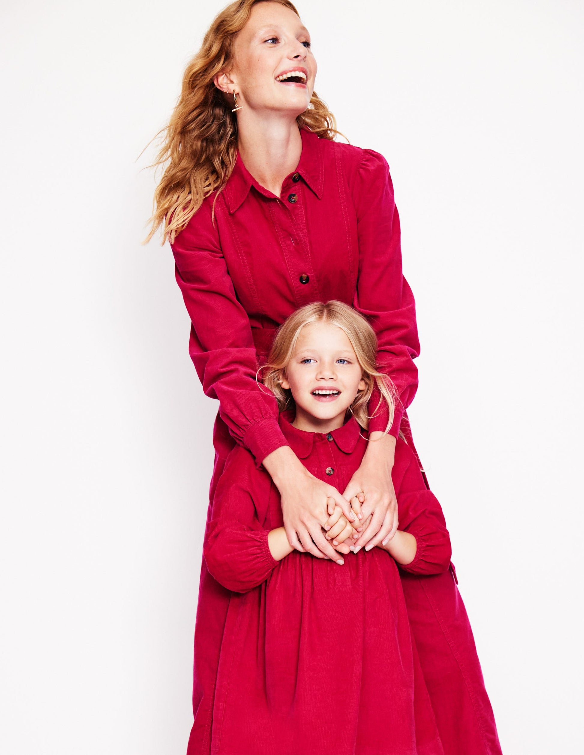 Aubrey Puff Sleeve Shirt Dress-Cherry Jam-4