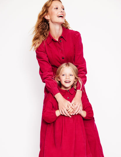 Aubrey Puff Sleeve Shirt Dress-Cherry Jam-4