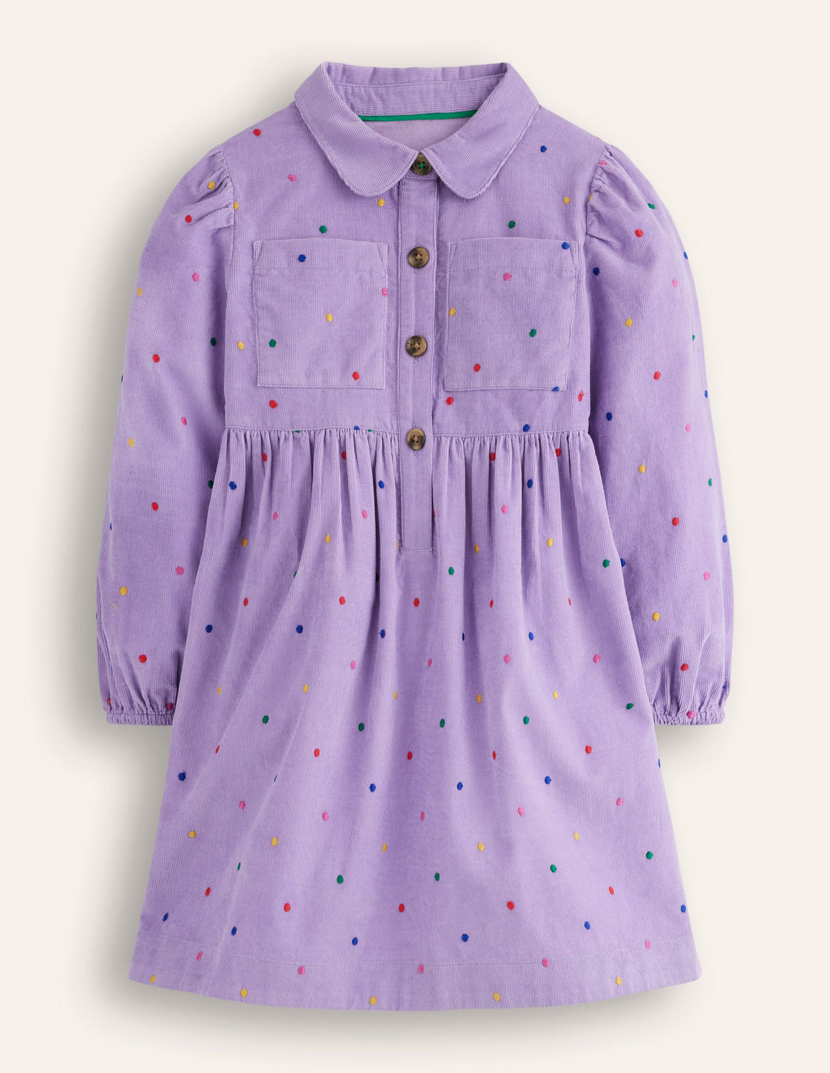 Puff Sleeve Shirt Dress-Aster Purple Embroidered Spot - Image 3