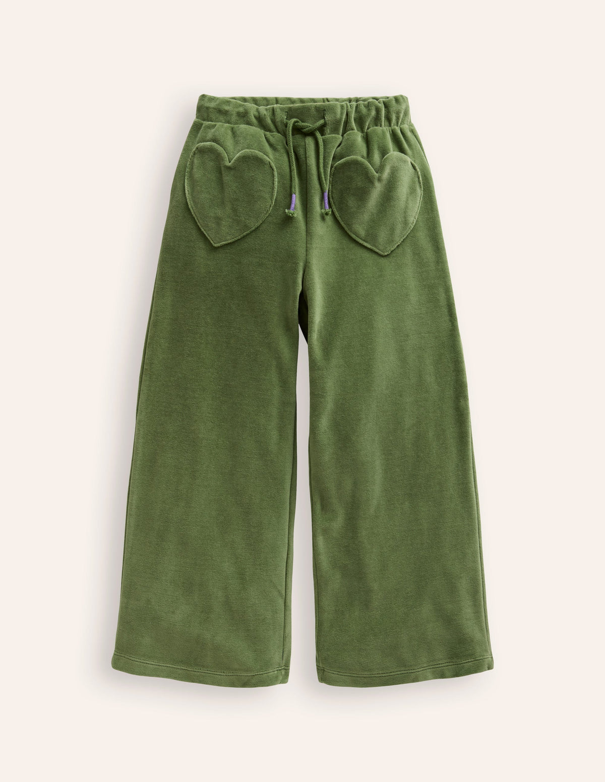 Heart Pocket Velour Jogger-Safari Green - Image 1