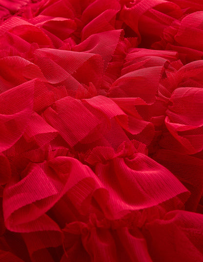 Ruffle Tulle Skirt-Poppy Red-3