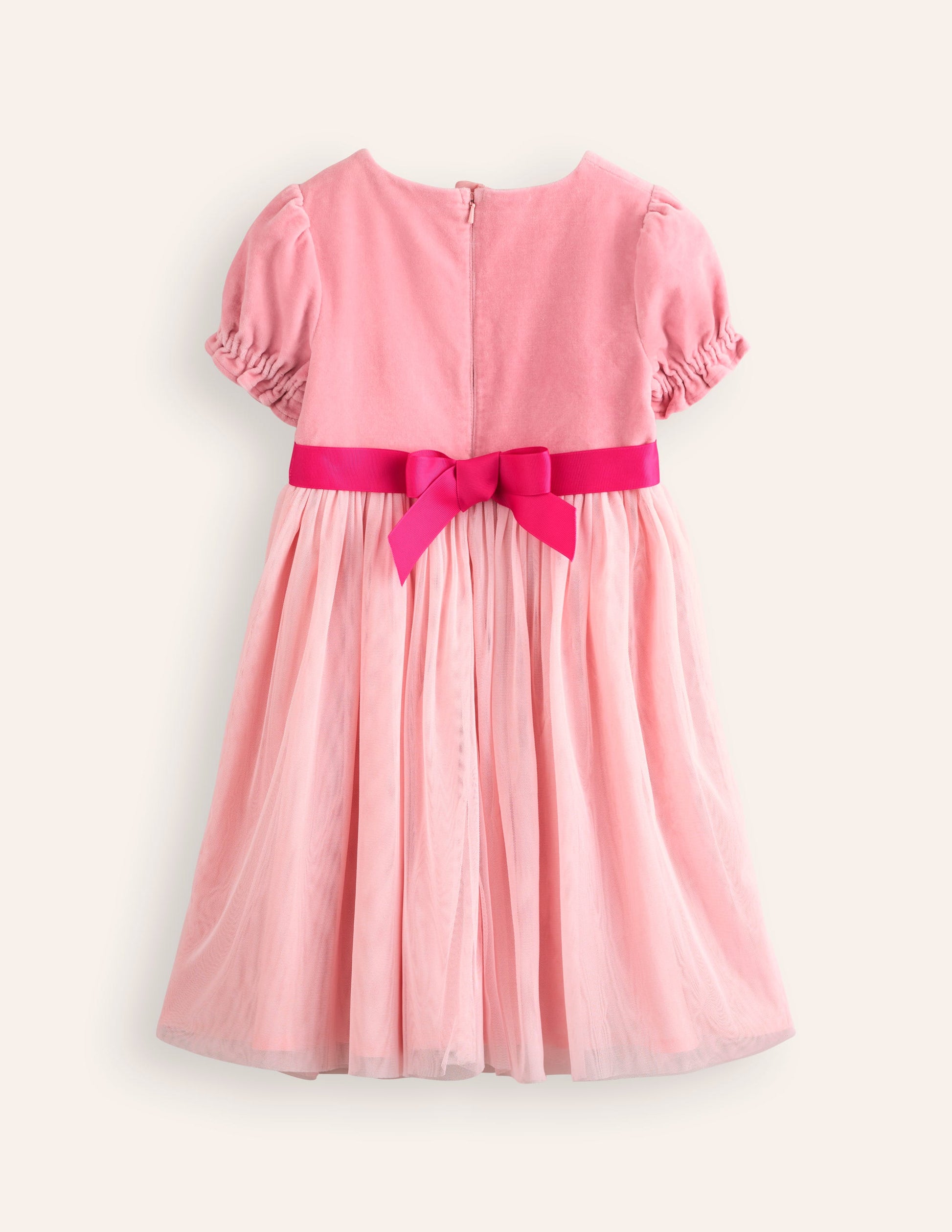 Ottilie Velvet Tulle Dress-Vintage Pink Autumn Leaves-2