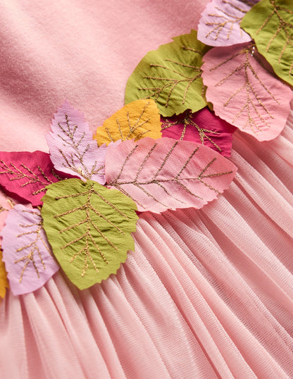 Ottilie Velvet Tulle Dress-Vintage Pink Autumn Leaves-3