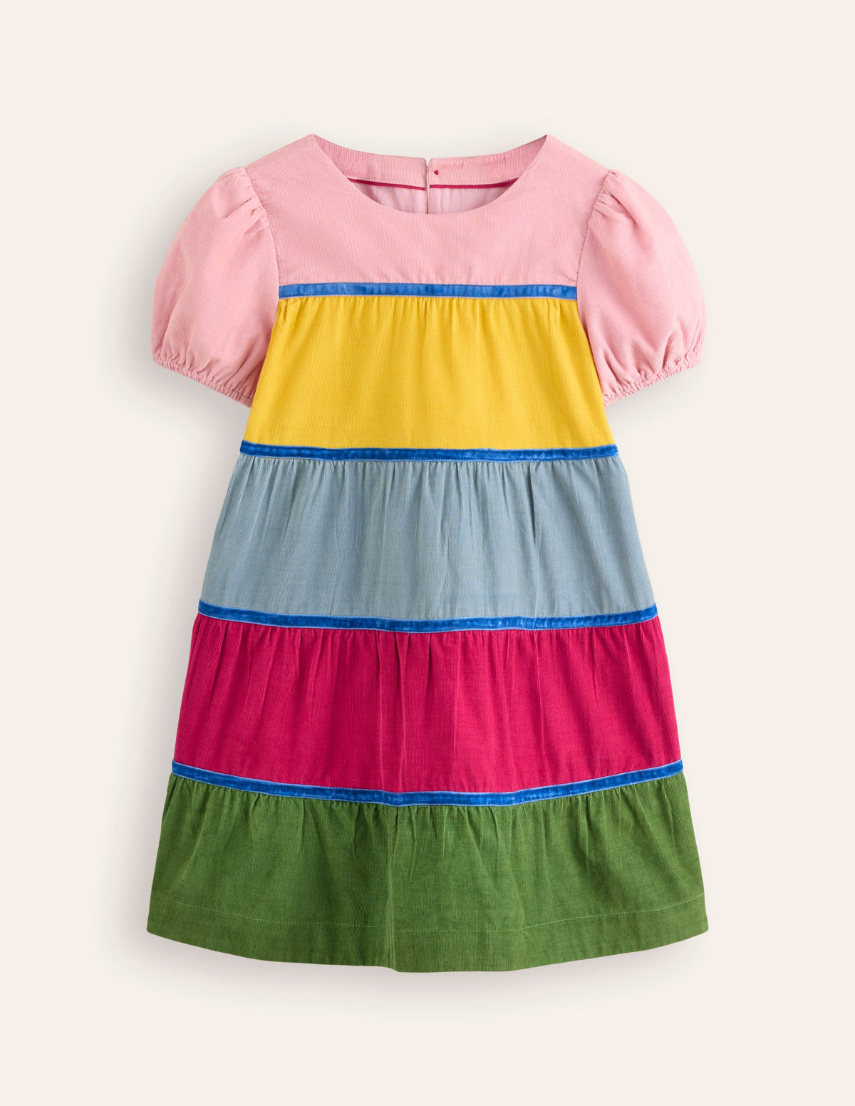 Cord Tiered Twirly Dress-Multi Rainbow-1