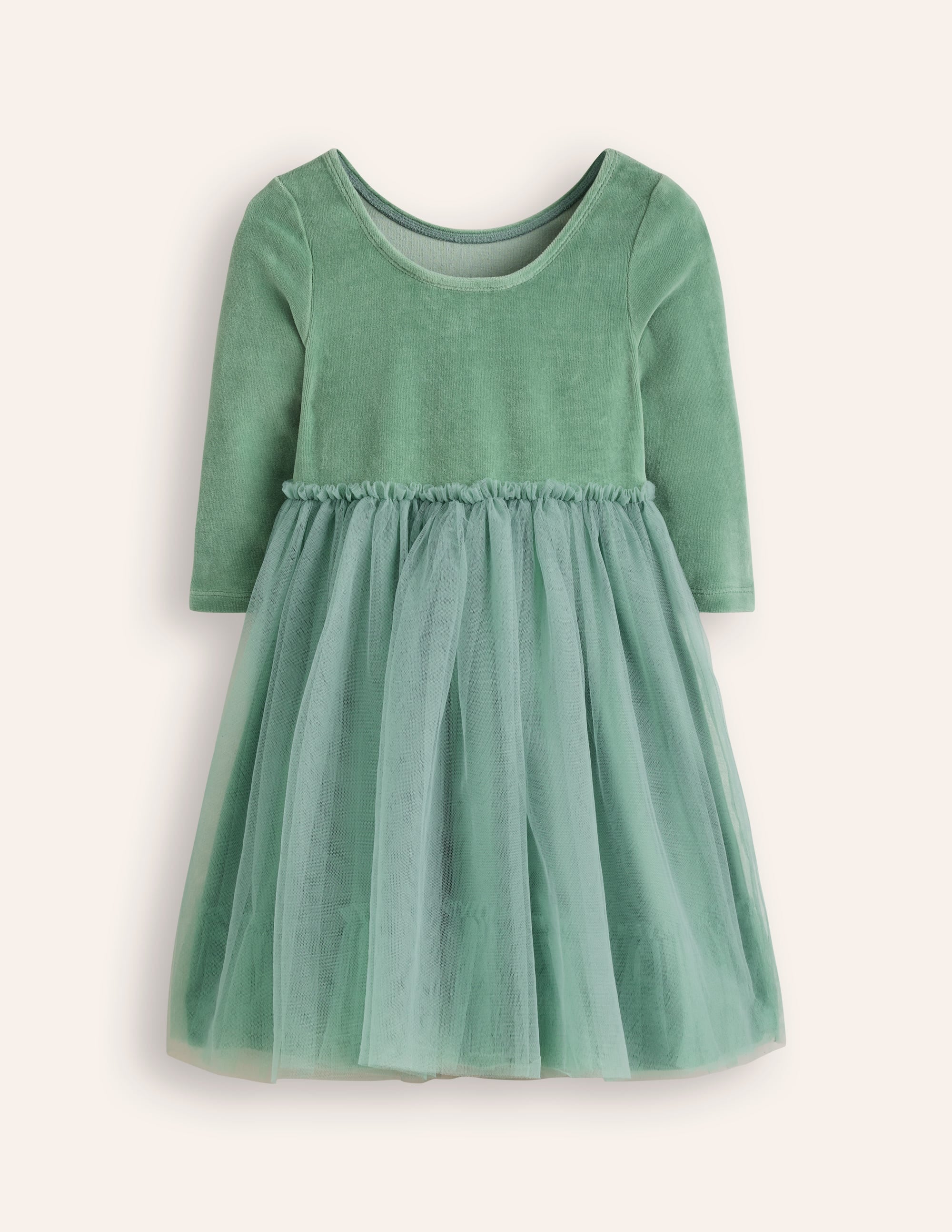 Velvet Tulle Appliqué Dress-Eucalyptus Robins - Image 6