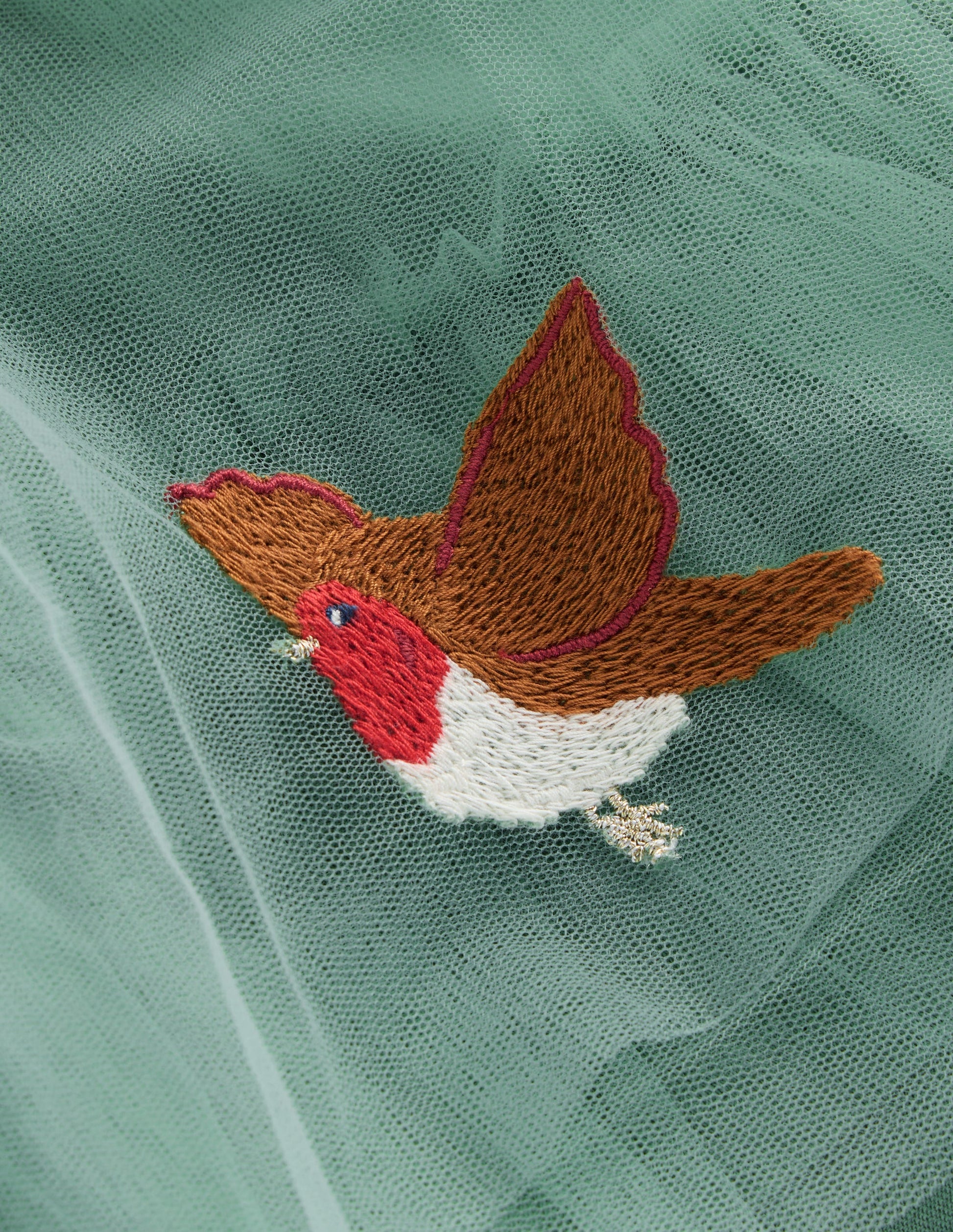 Velvet Tulle Appliqué Dress-Eucalyptus Robins-7