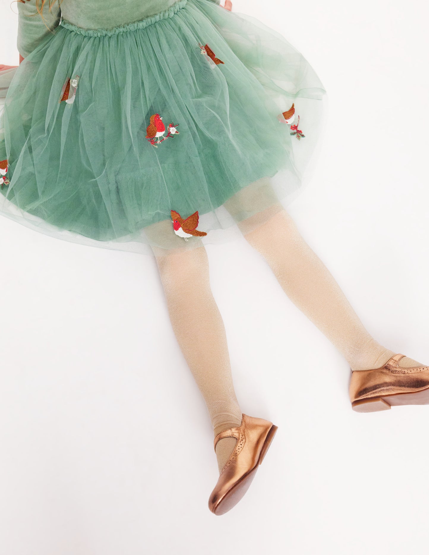 Velvet Tulle Appliqué Dress-Eucalyptus Robins