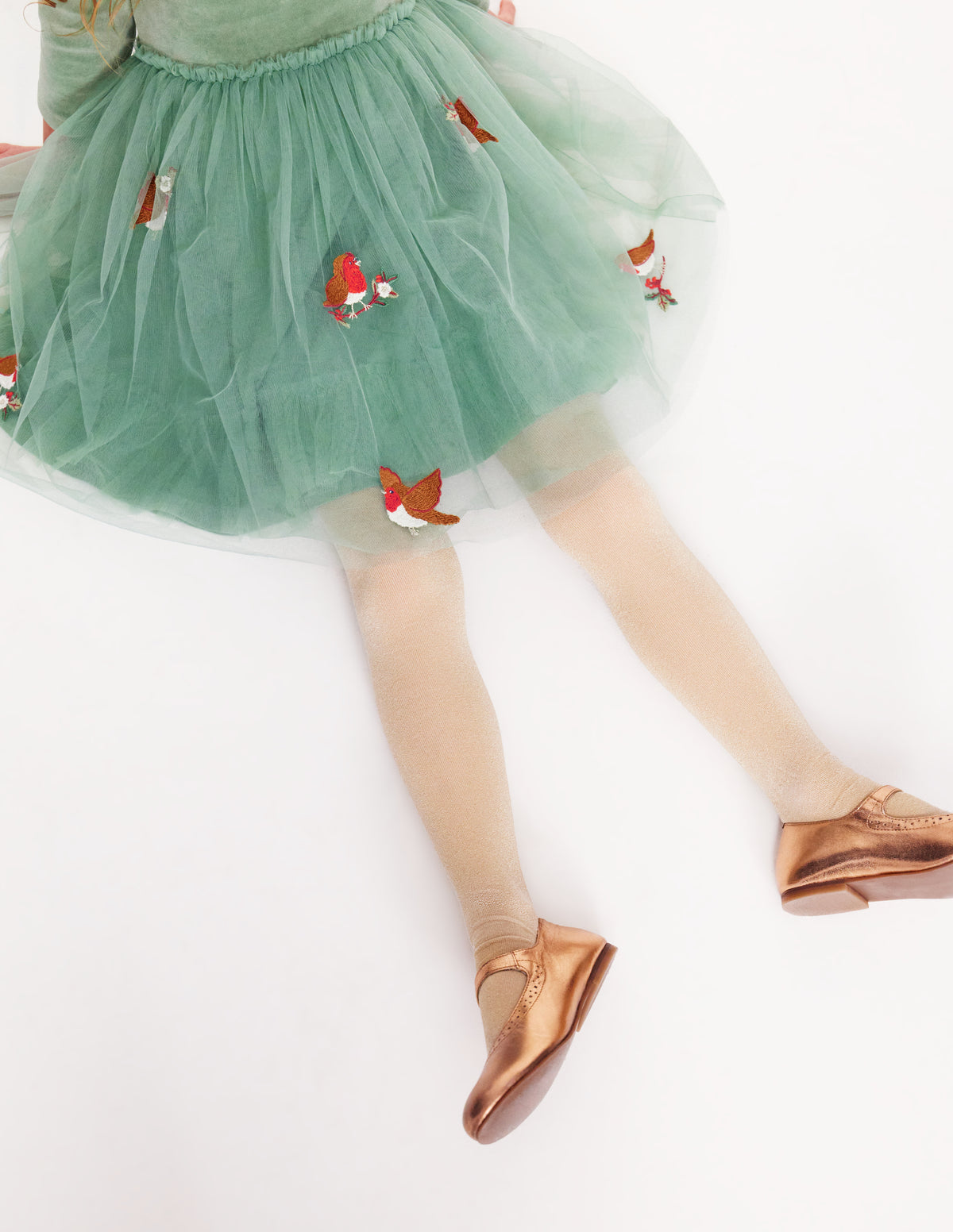 Velvet Tulle Appliqué Dress-Eucalyptus Robins - Image 3