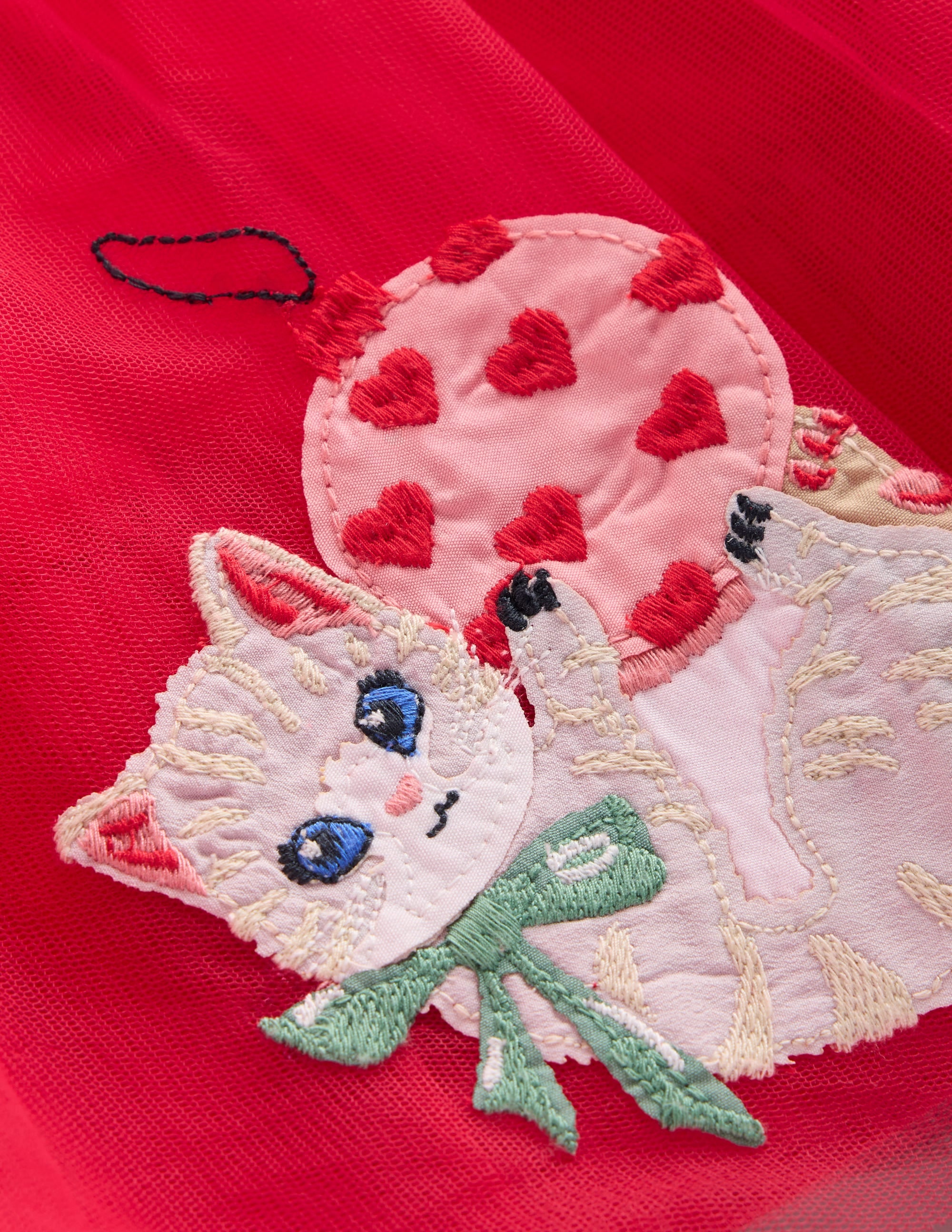 Velvet Tulle Appliqué Dress-Rouge Red Cats - Image 5